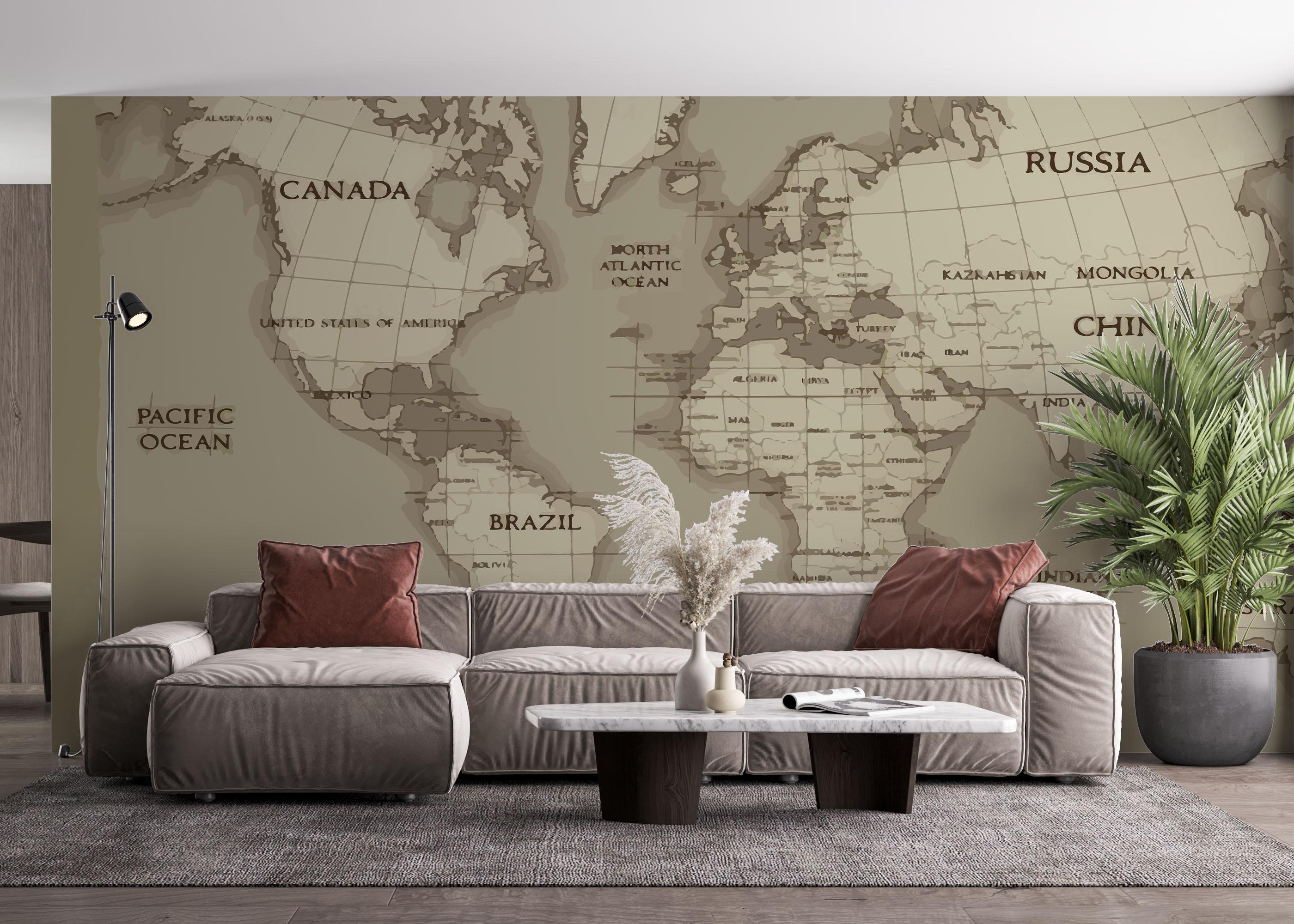 Fototapet Grey Old Map mockup 4