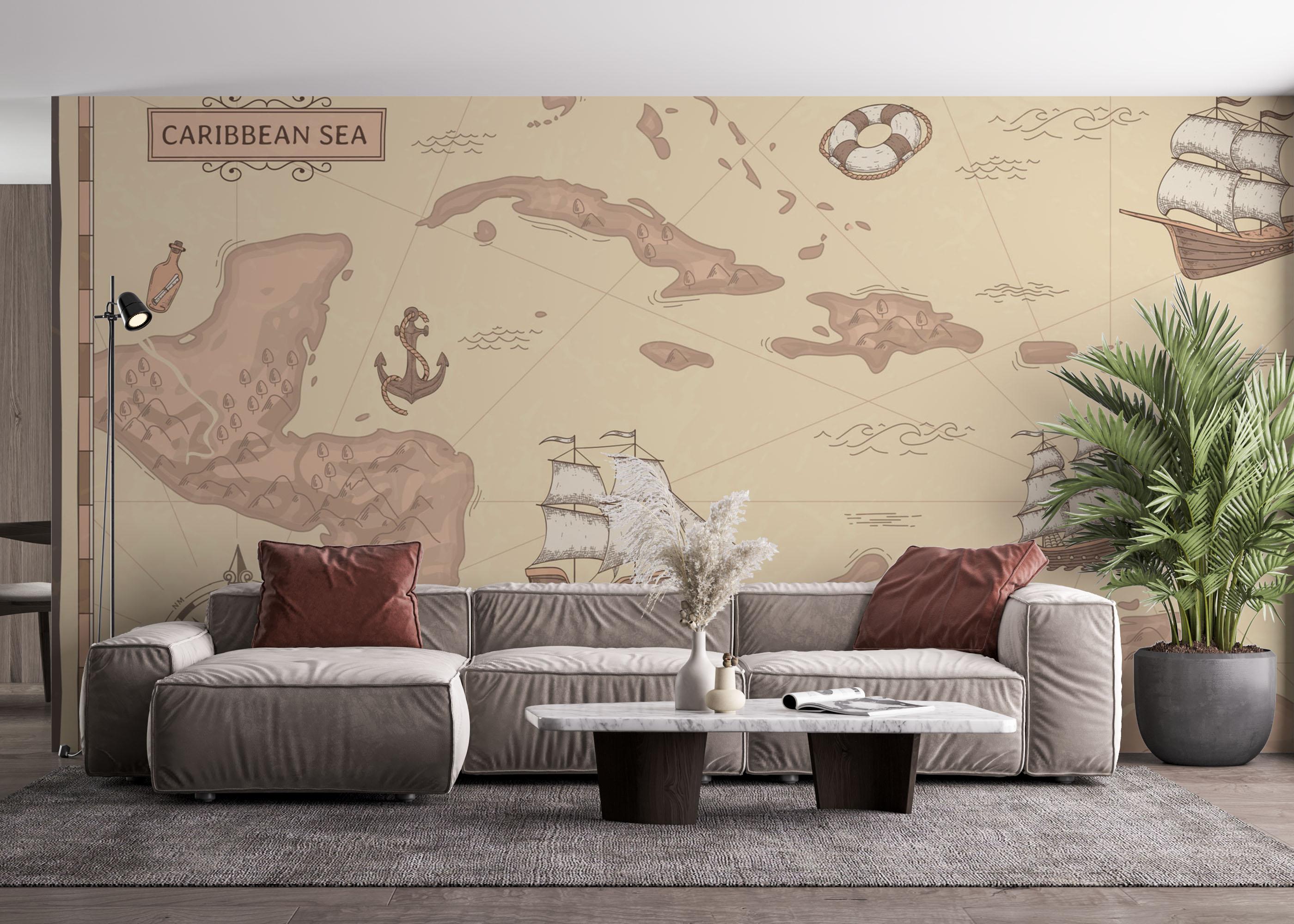 Fototapet Light Pink Map mockup 4