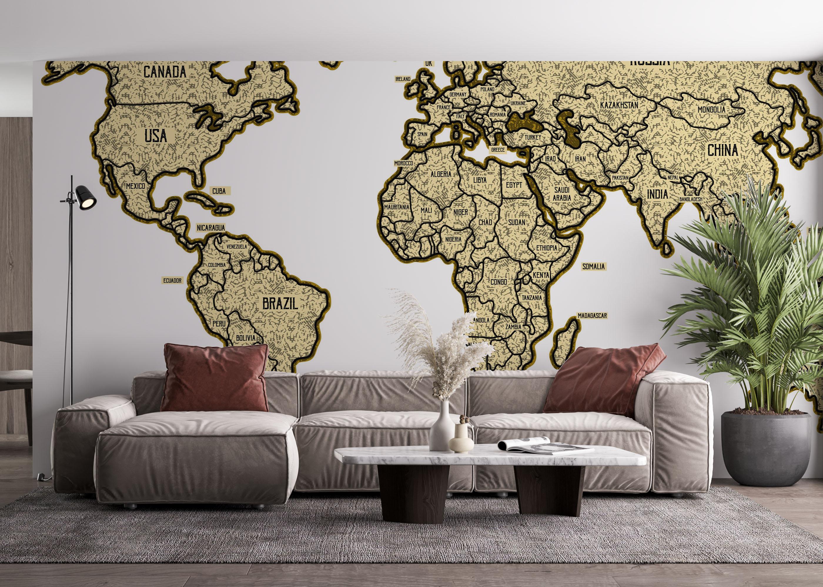 Fototapet Map Vintage Engraved mockup 4