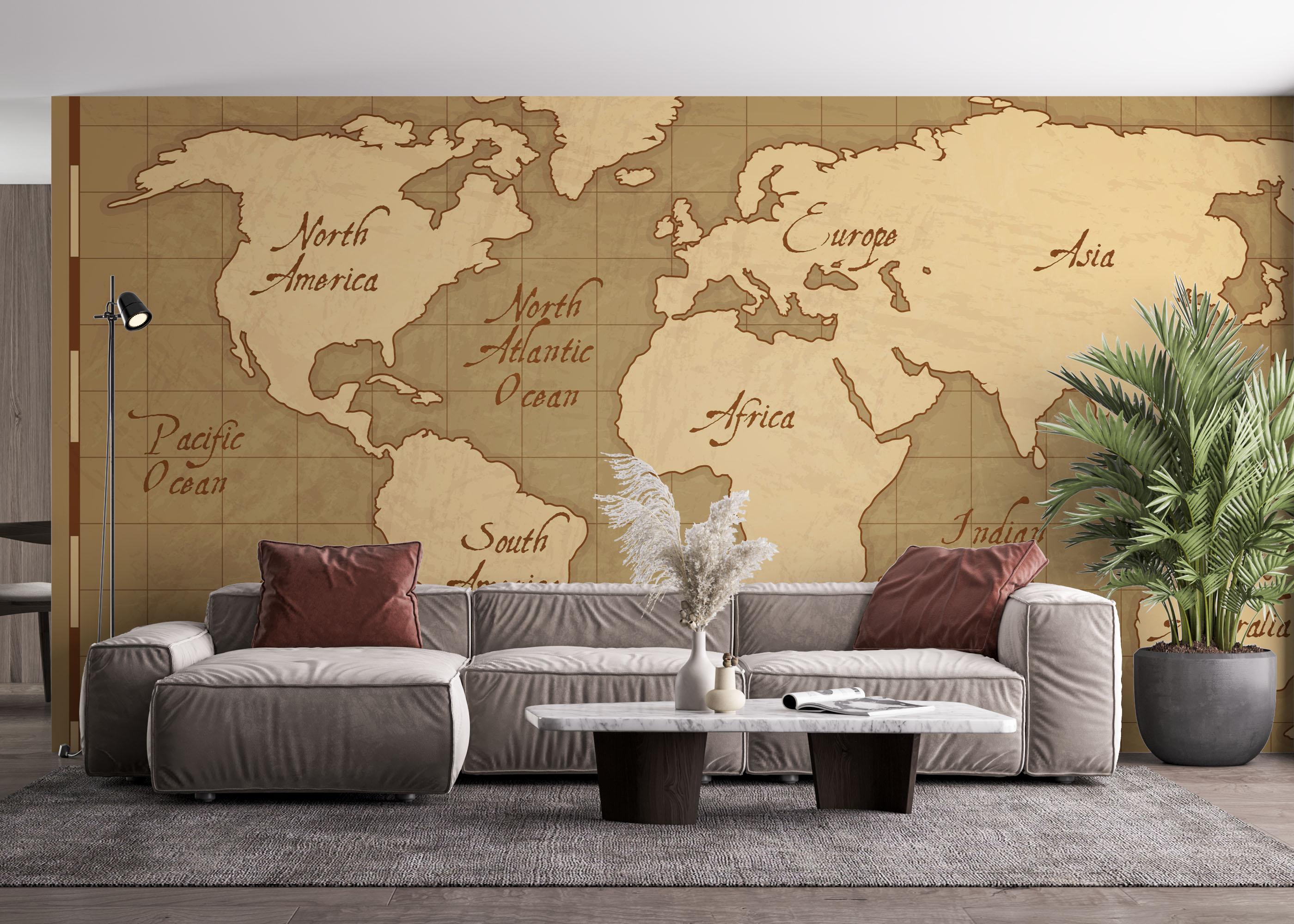 Fototapet Old World Map mockup 4