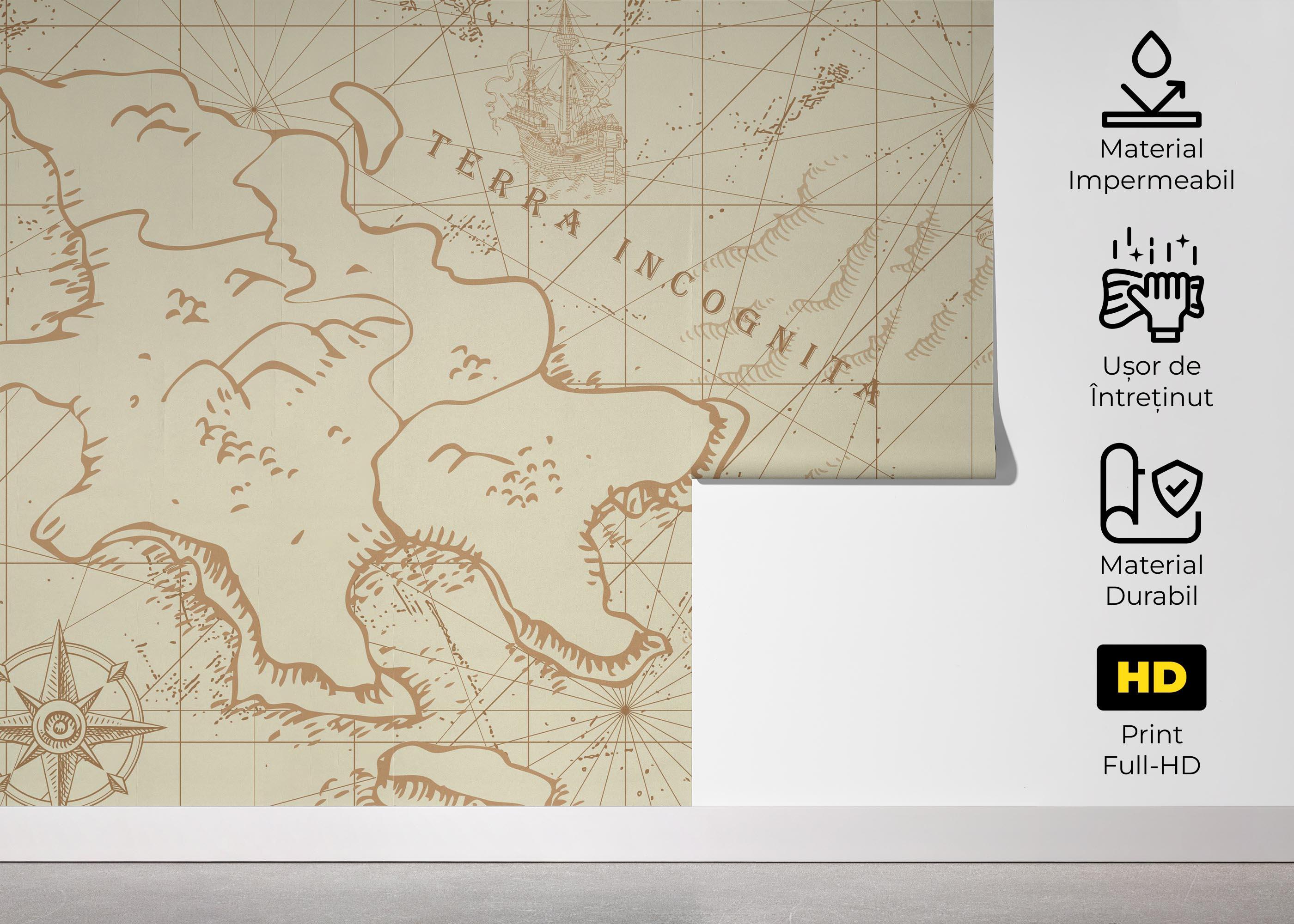 Fototapet Ancient Cream Map mockup 5