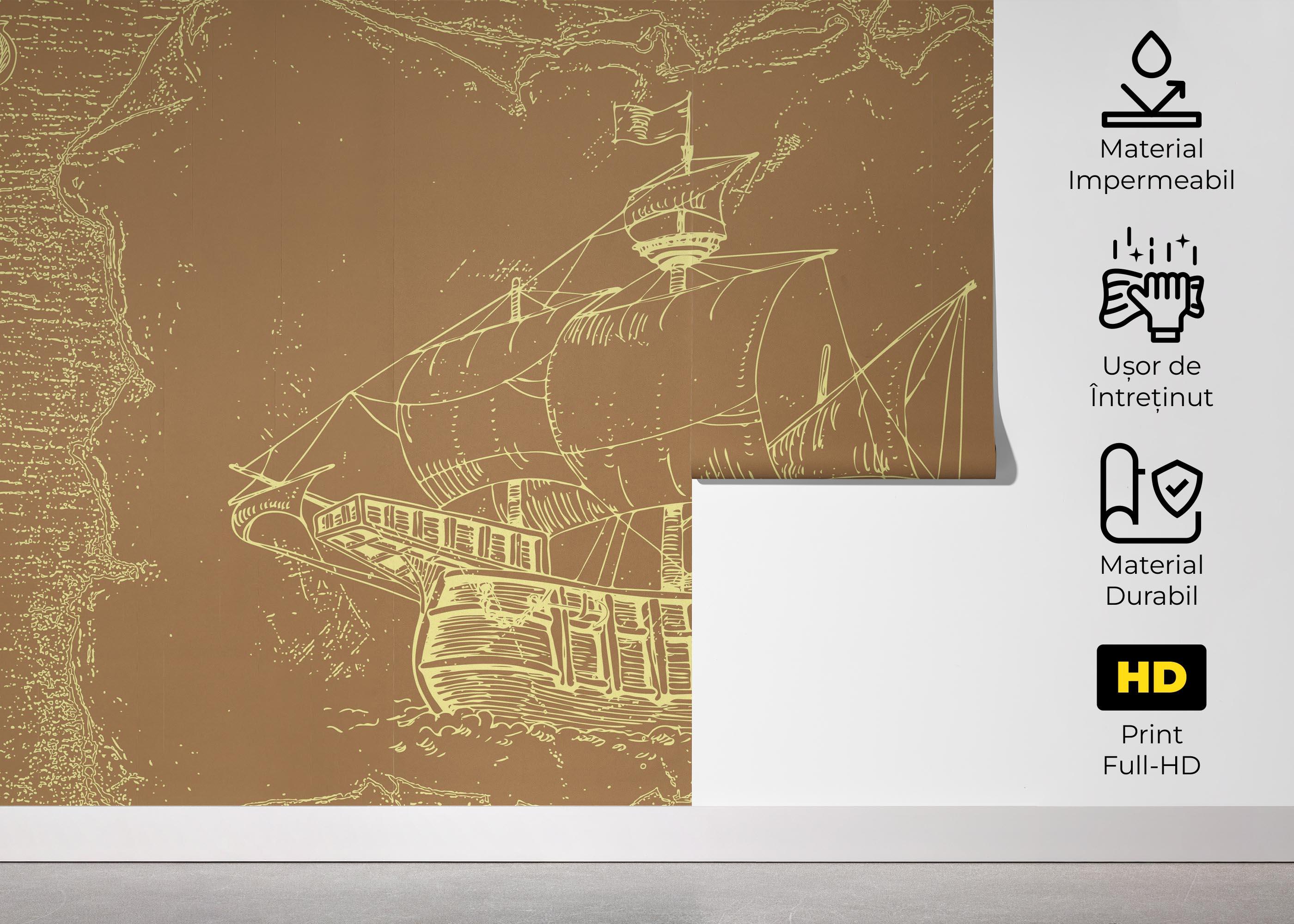 Fototapet Caravel Map mockup 5