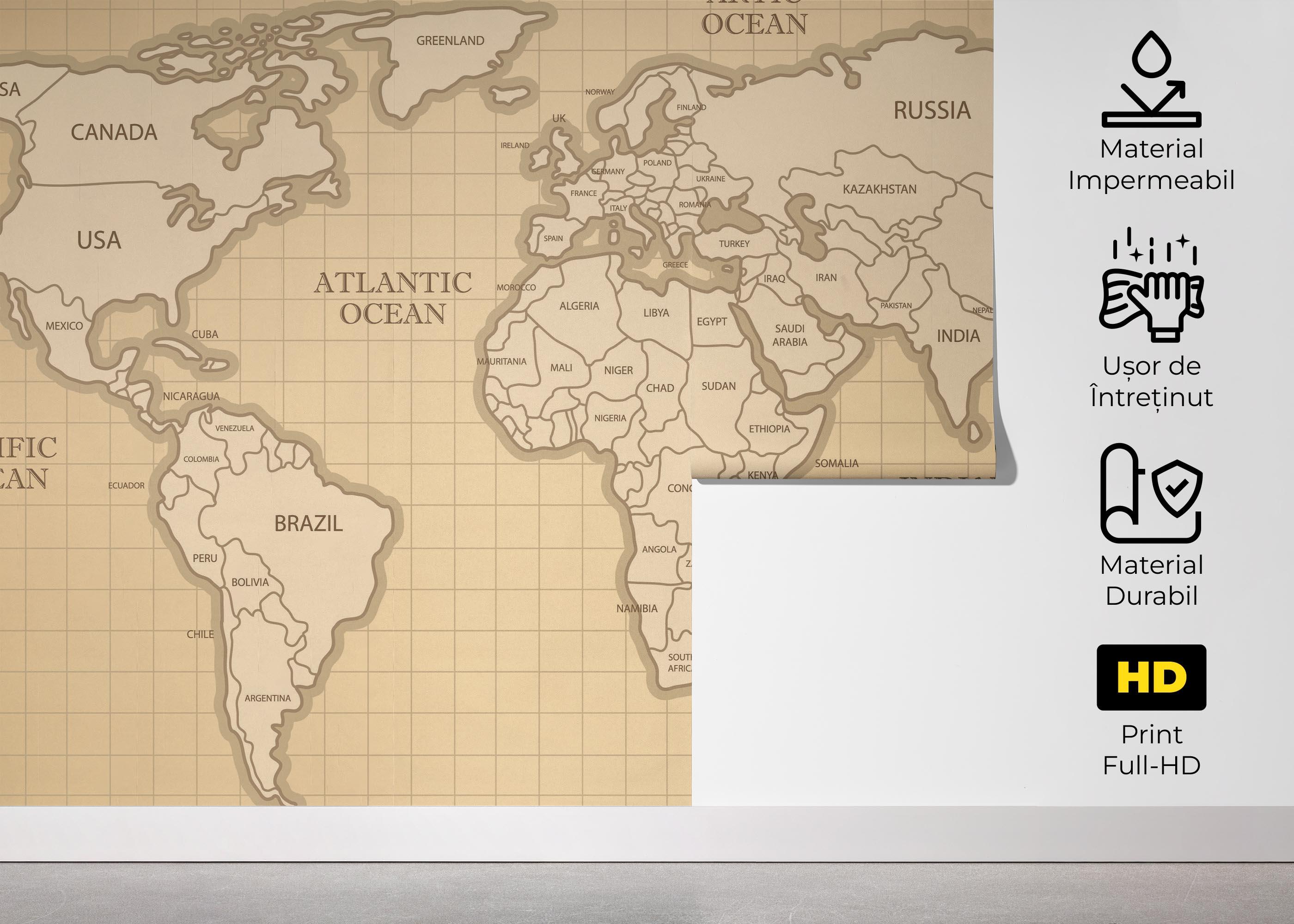 Fototapet Cream Shades Map mockup 5