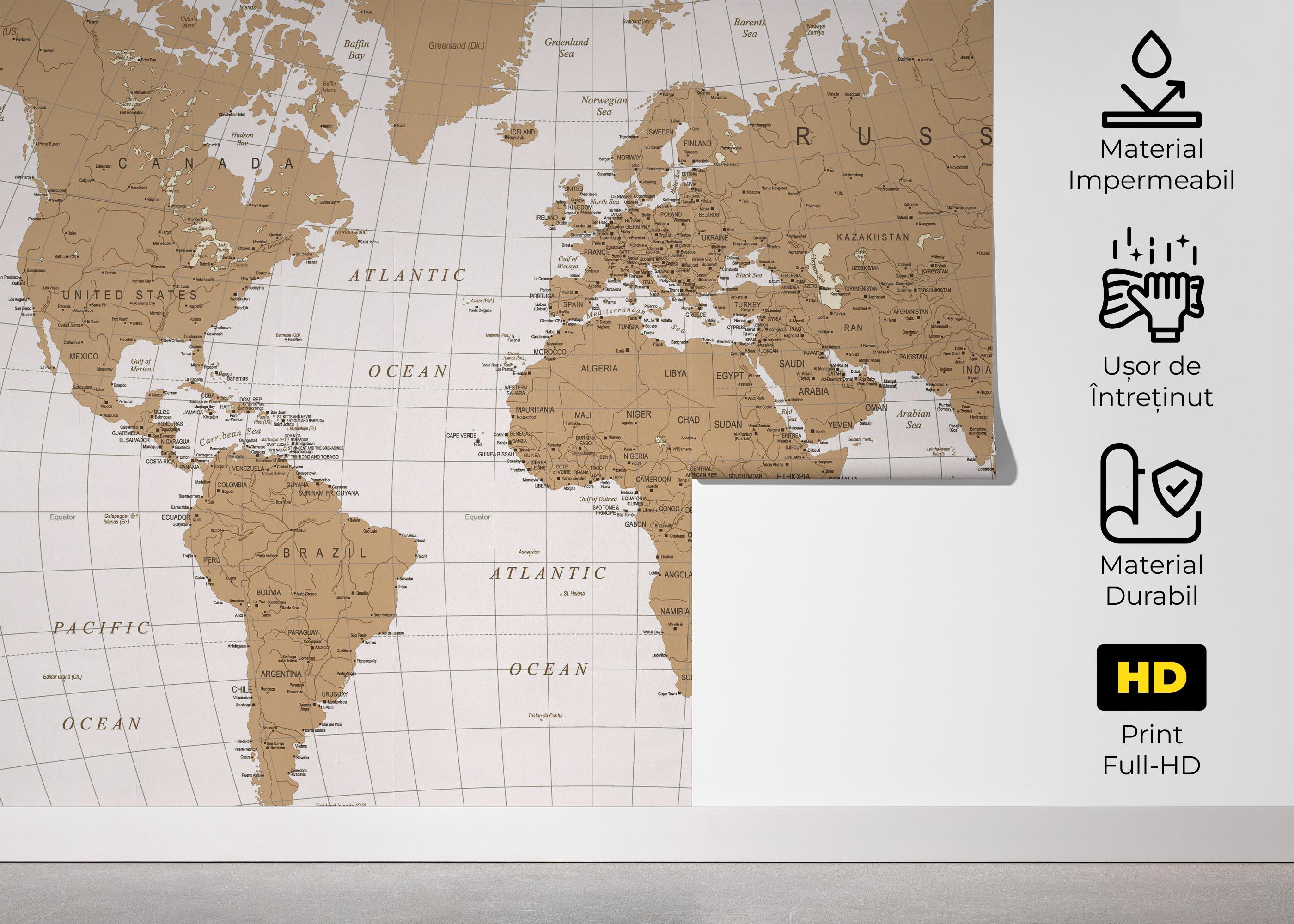 Fototapet Cream White Map mockup 5