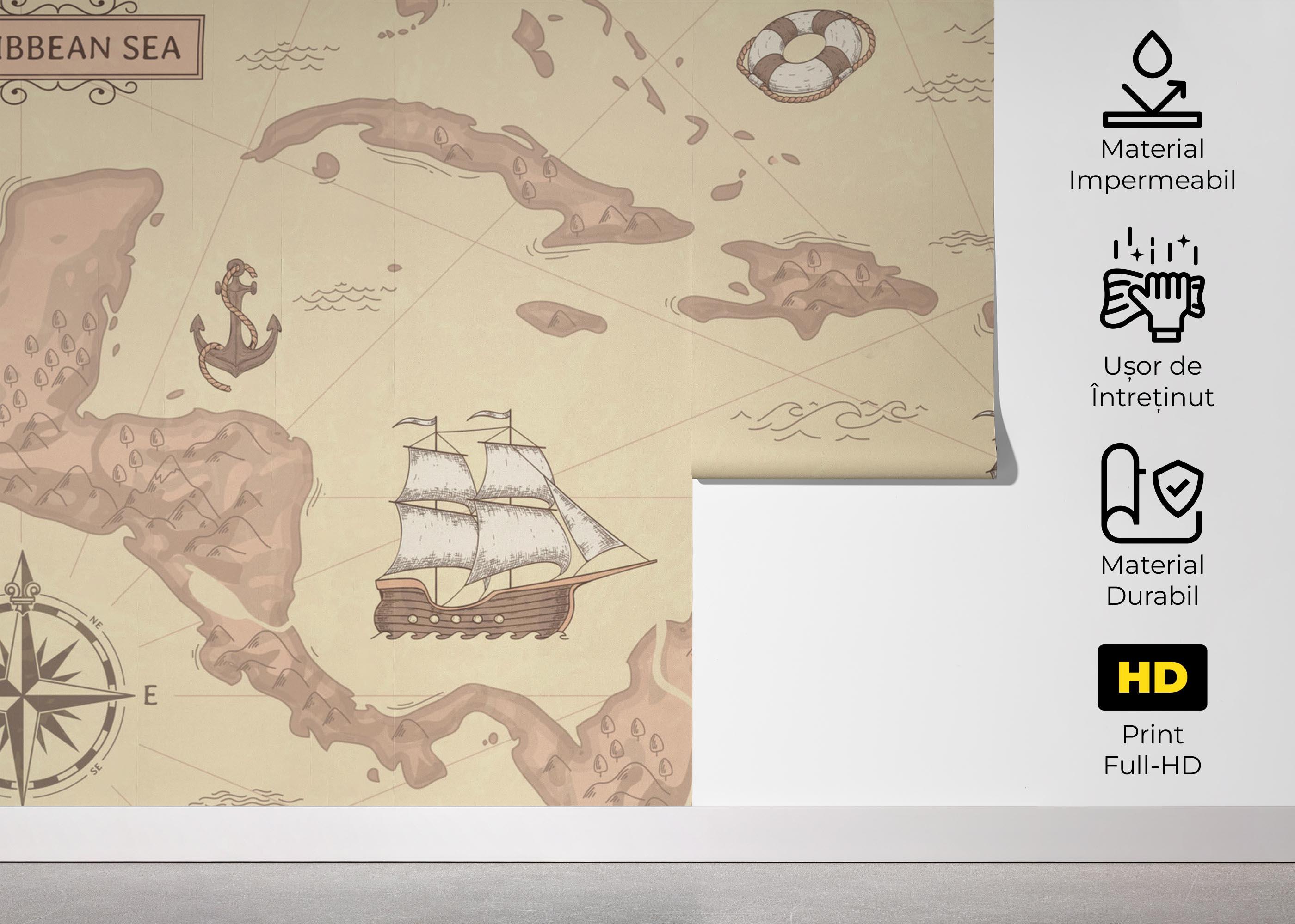 Fototapet Light Pink Map mockup 5