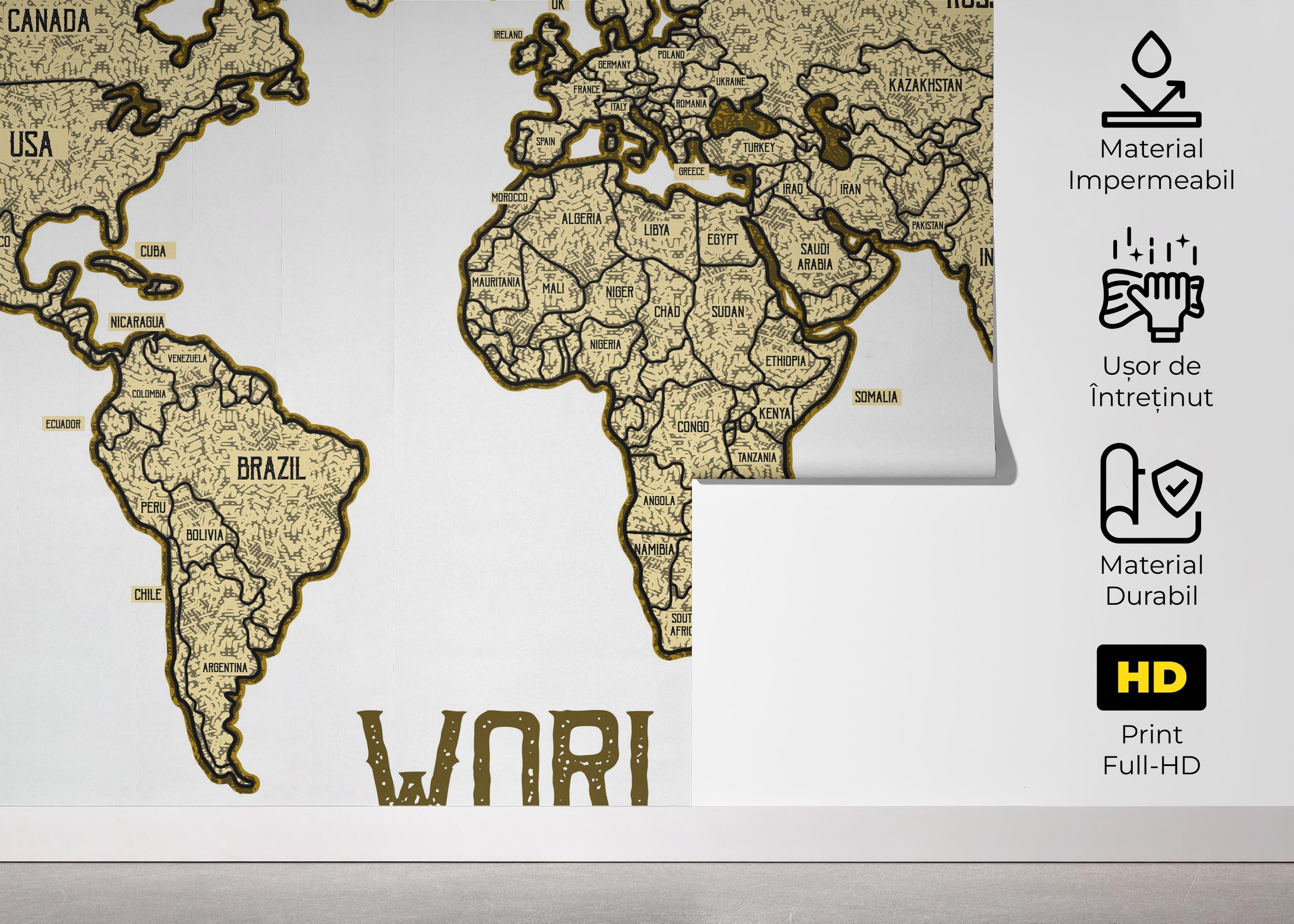 Fototapet Map Vintage Engraved mockup 5
