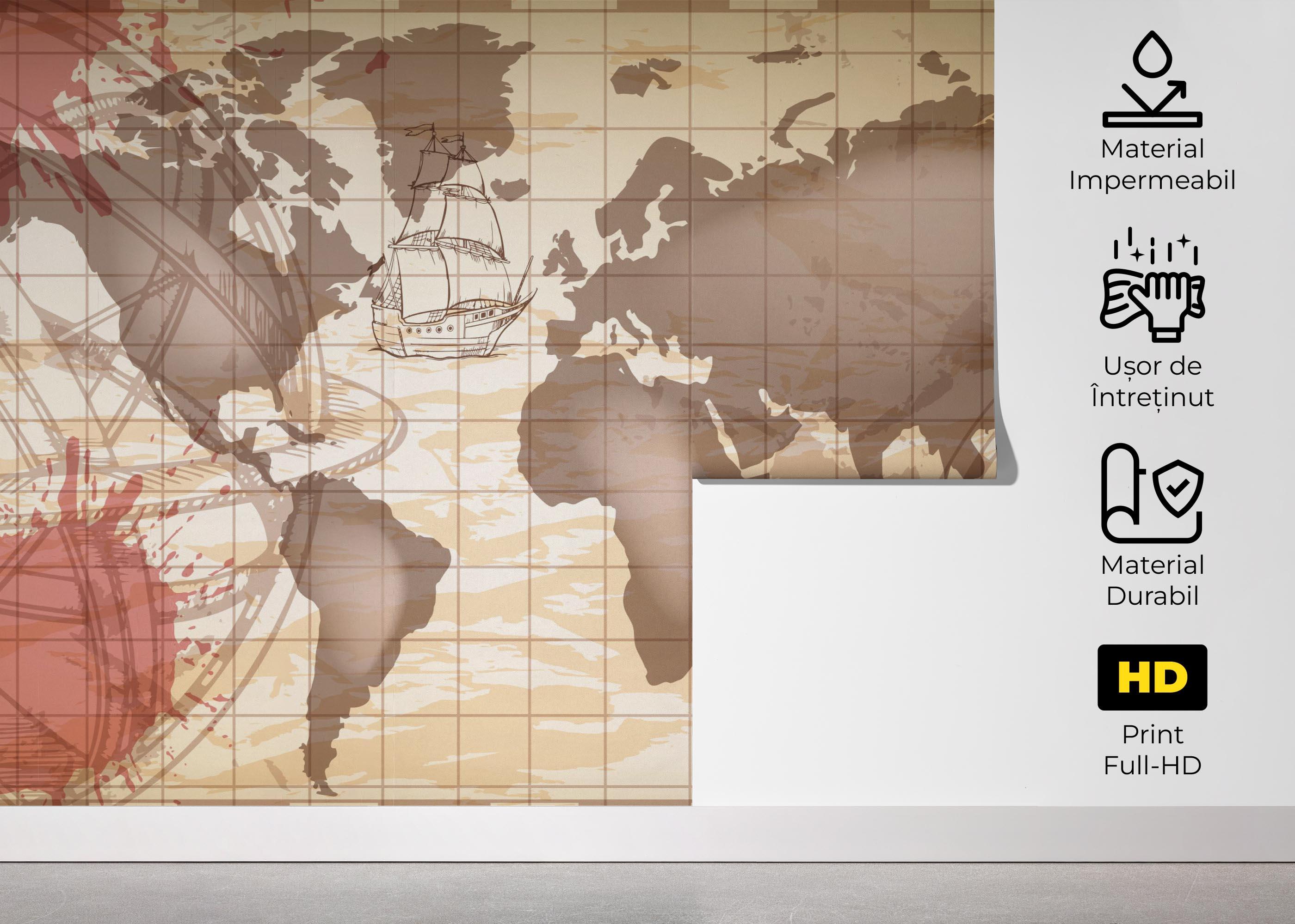 Fototapet Red Brown Map mockup 5