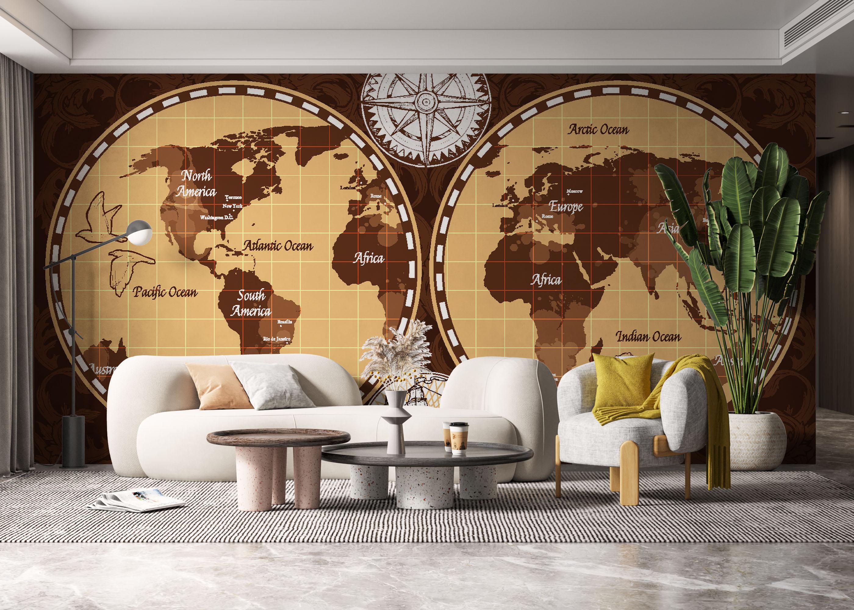 Fototapet Brown Old Map mockup 6