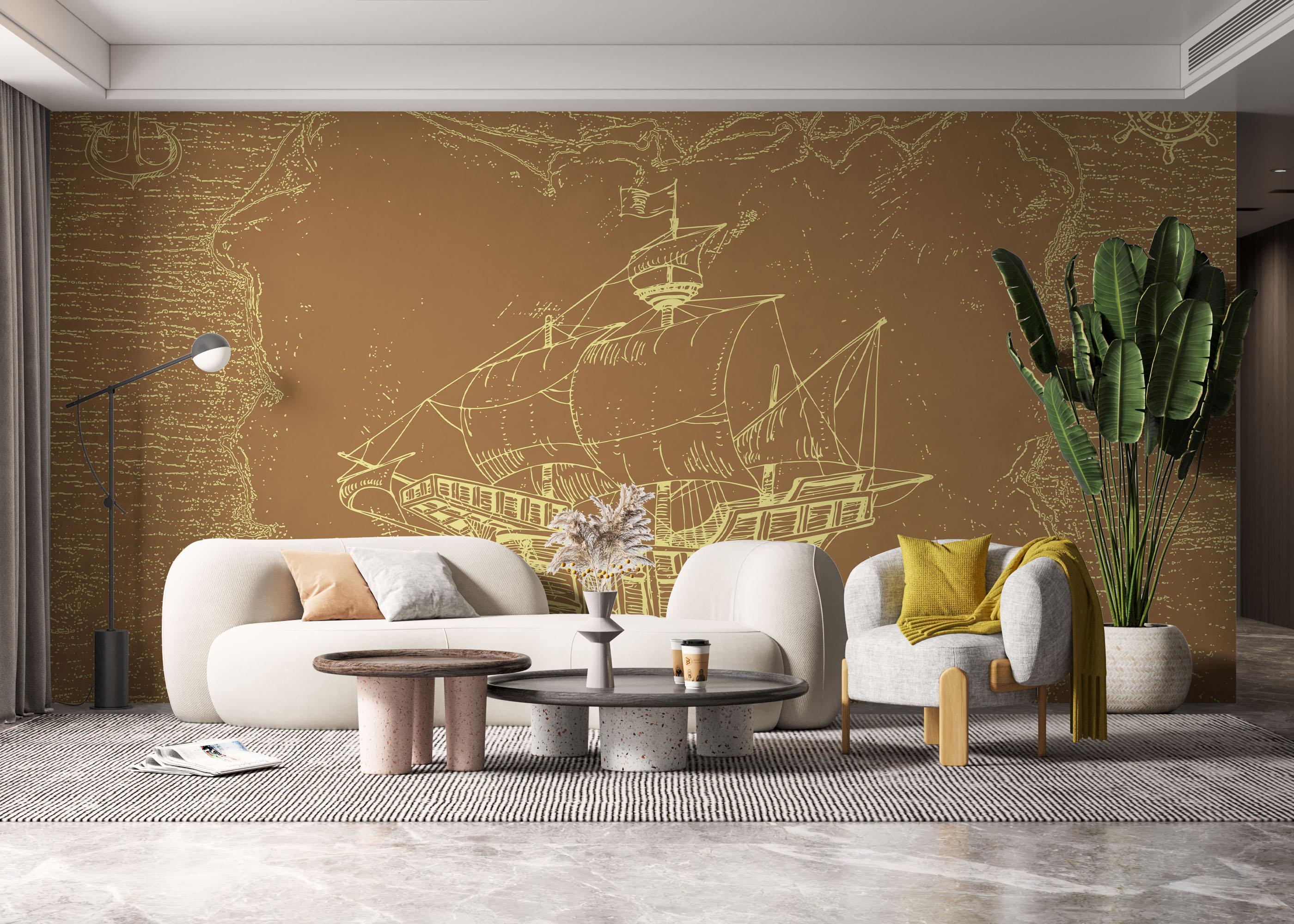 Fototapet Caravel Map mockup 6