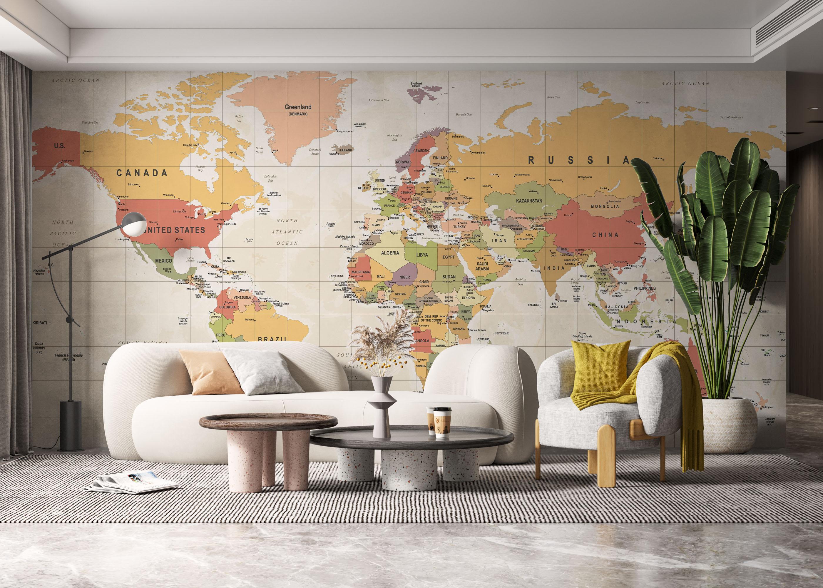 Fototapet Colorful Old Map mockup 6