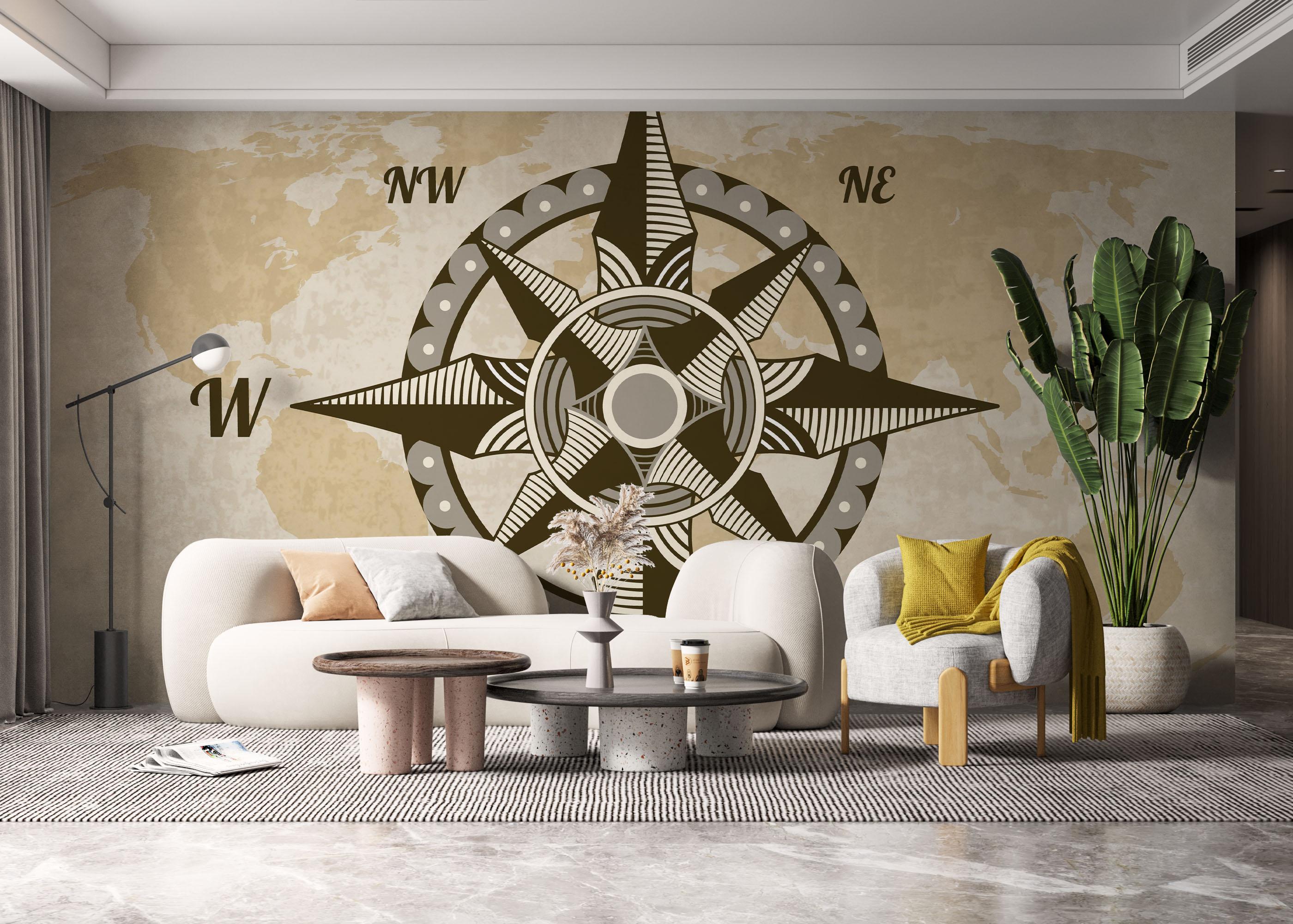 Fototapet Cool Compass mockup 6