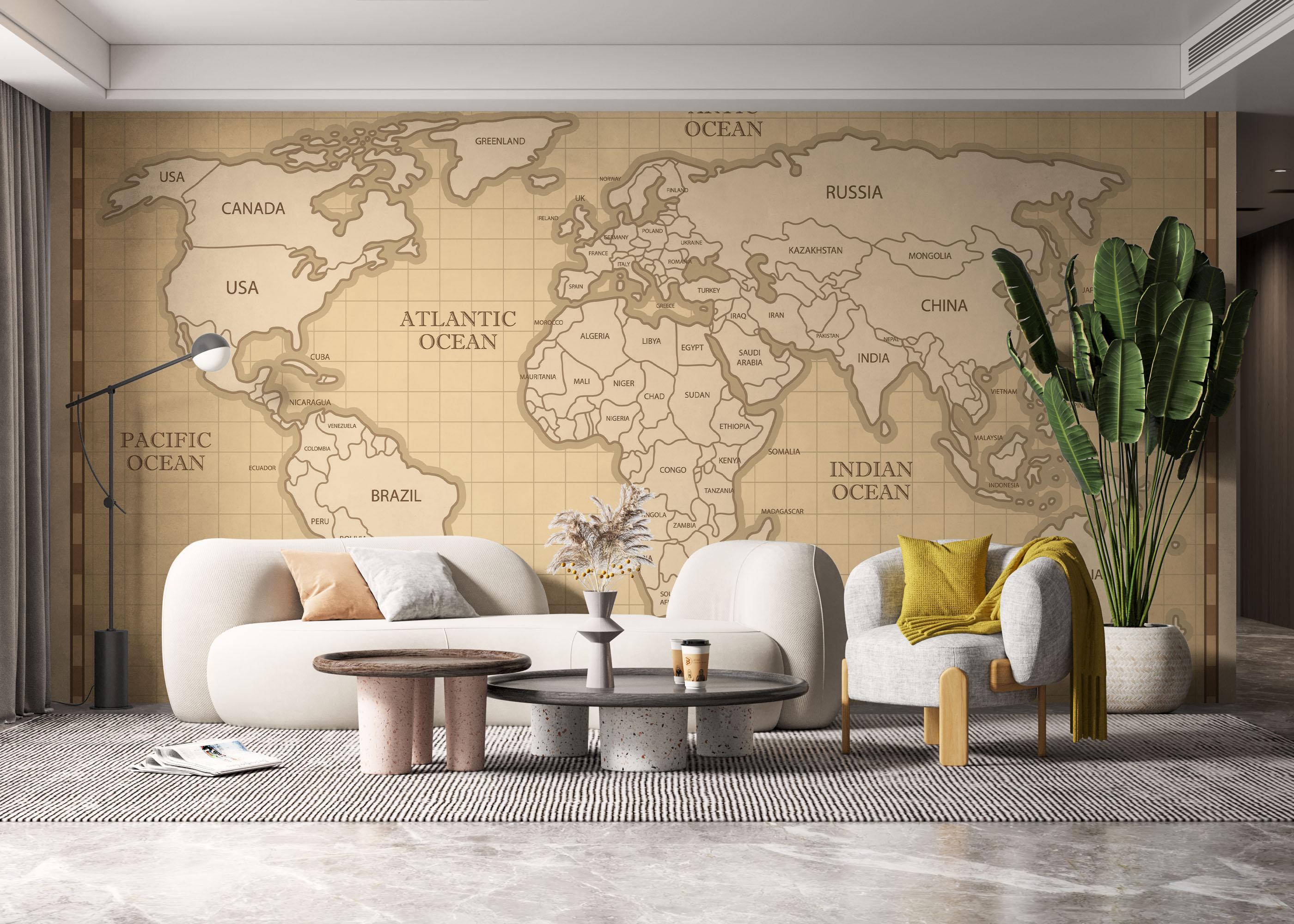 Fototapet Cream Shades Map mockup 6