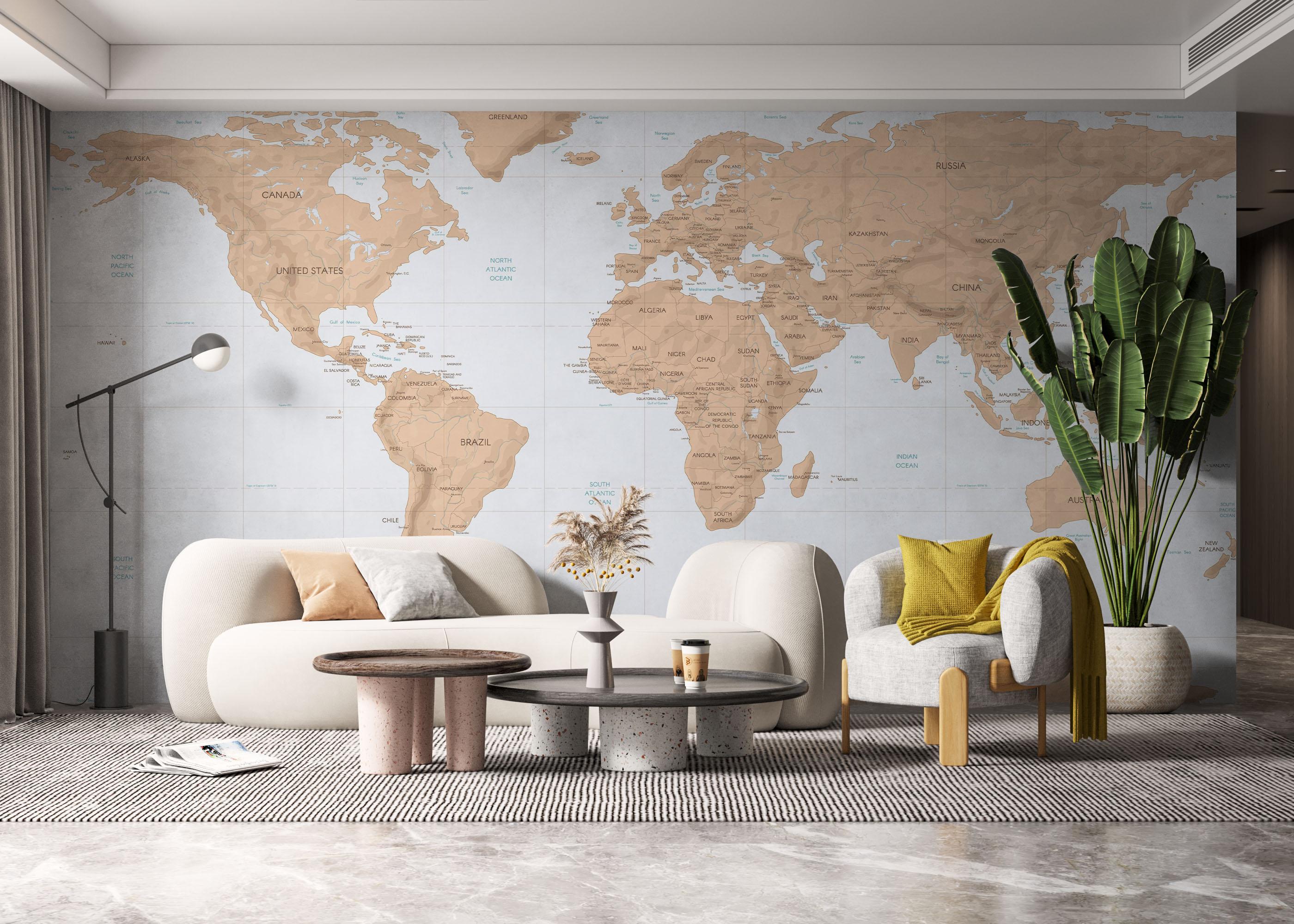 Fototapet Dark Cream Map mockup 6