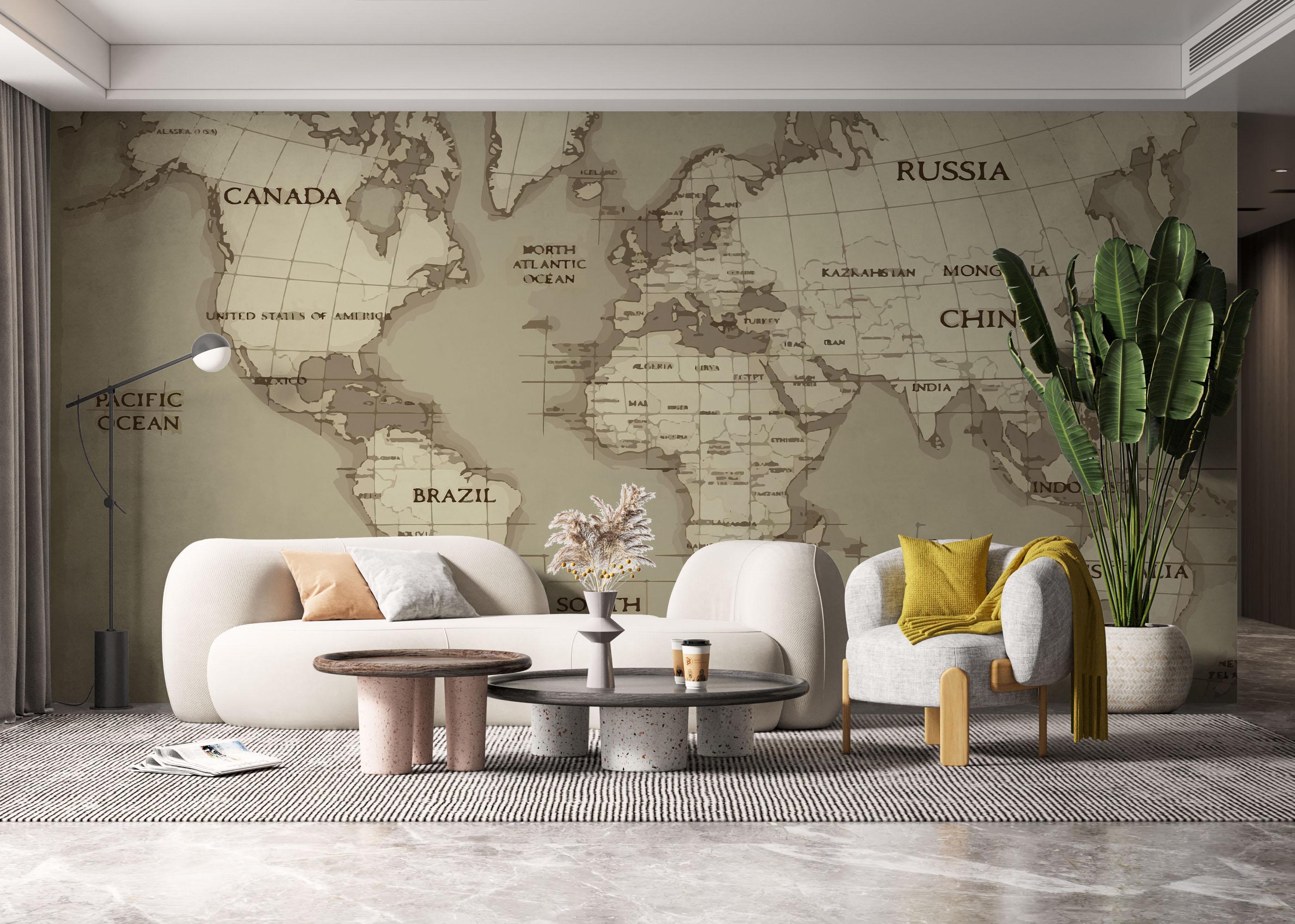 Fototapet Grey Old Map mockup 6