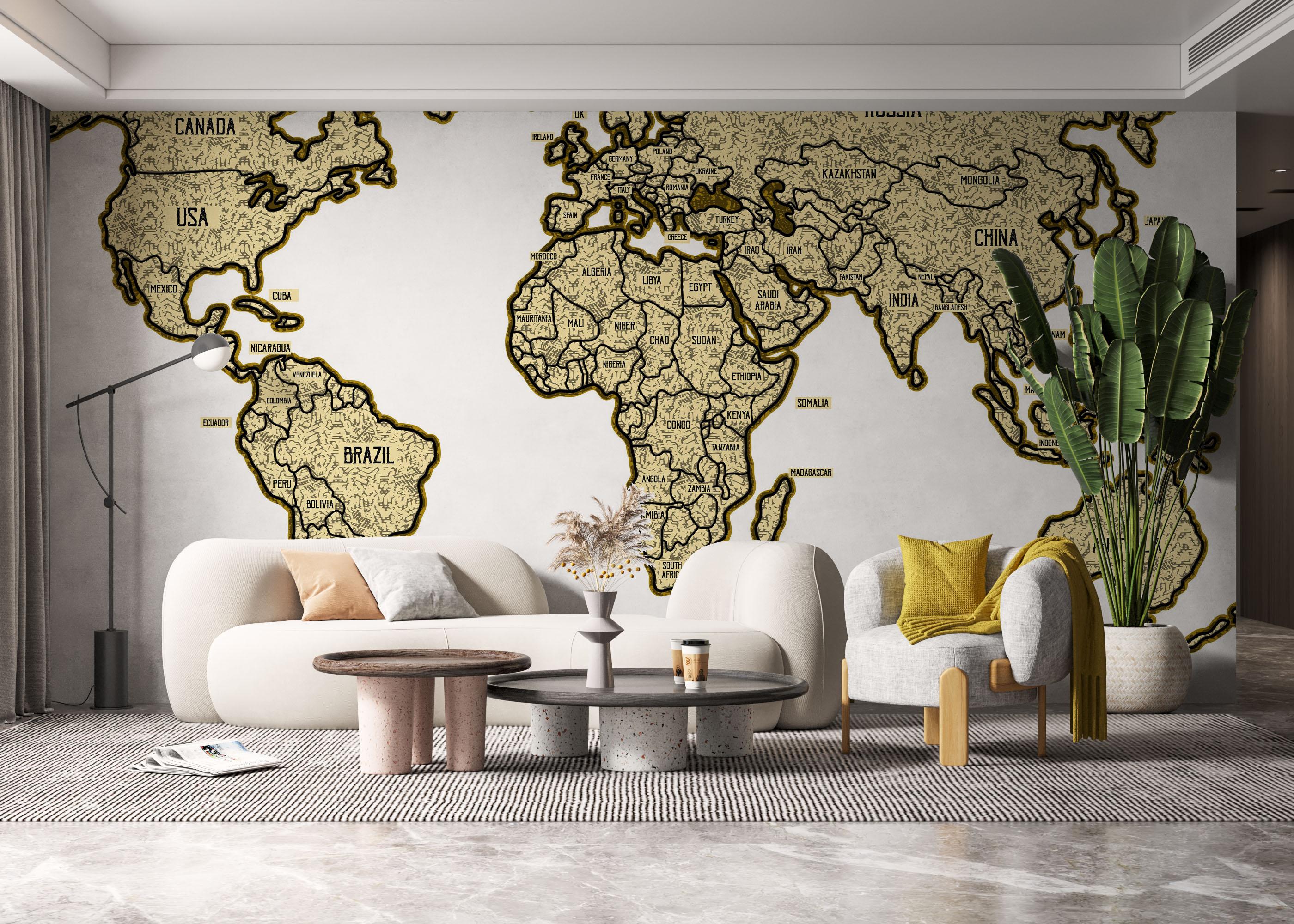 Fototapet Map Vintage Engraved mockup 6