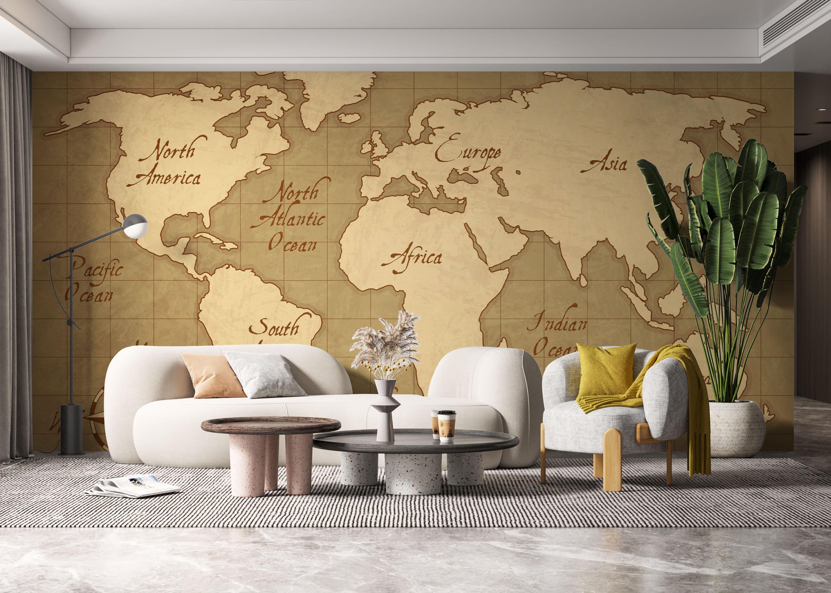 Fototapet Old World Map mockup 6