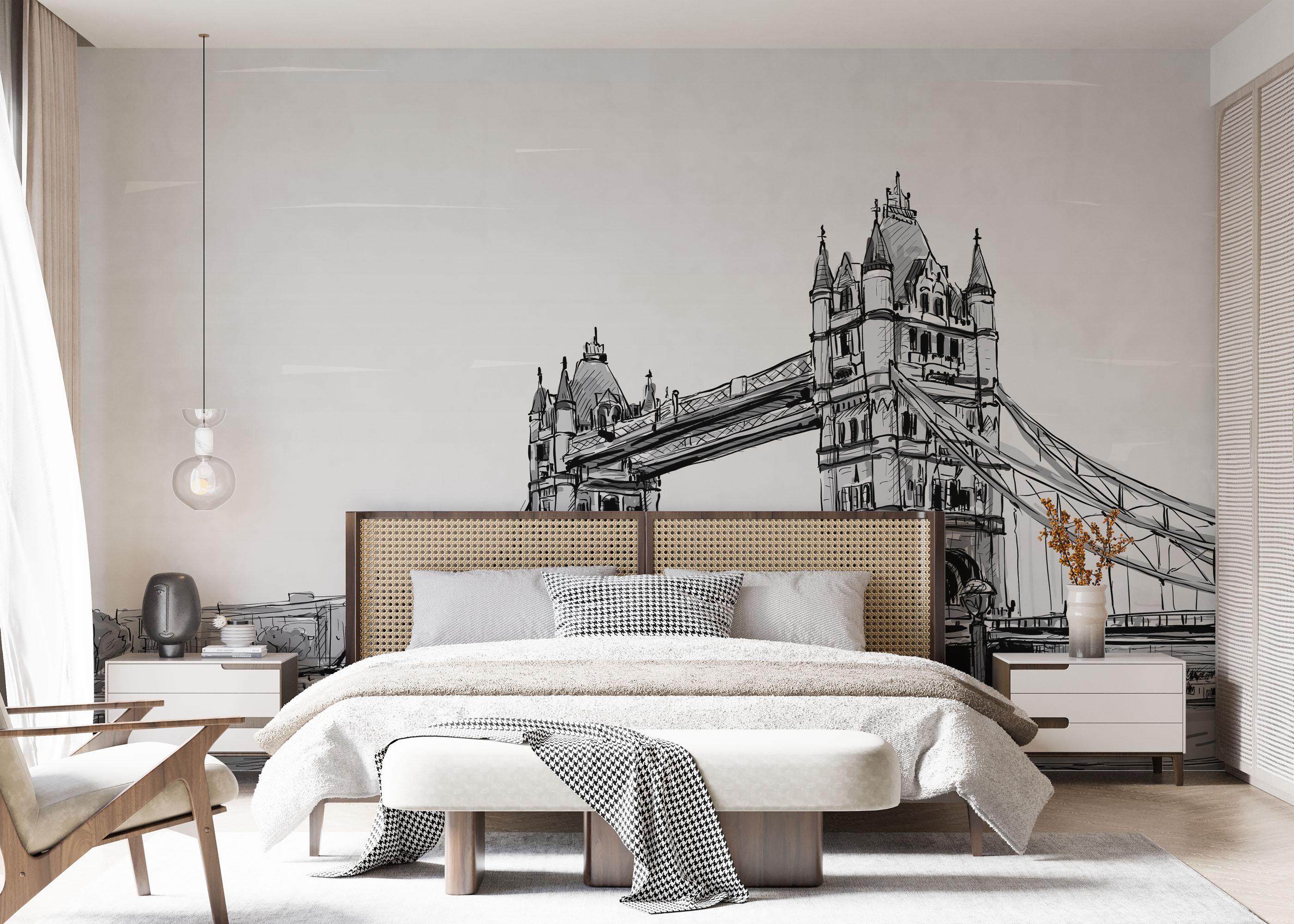 Fototapet Grey Bridge Sketch mockup 7