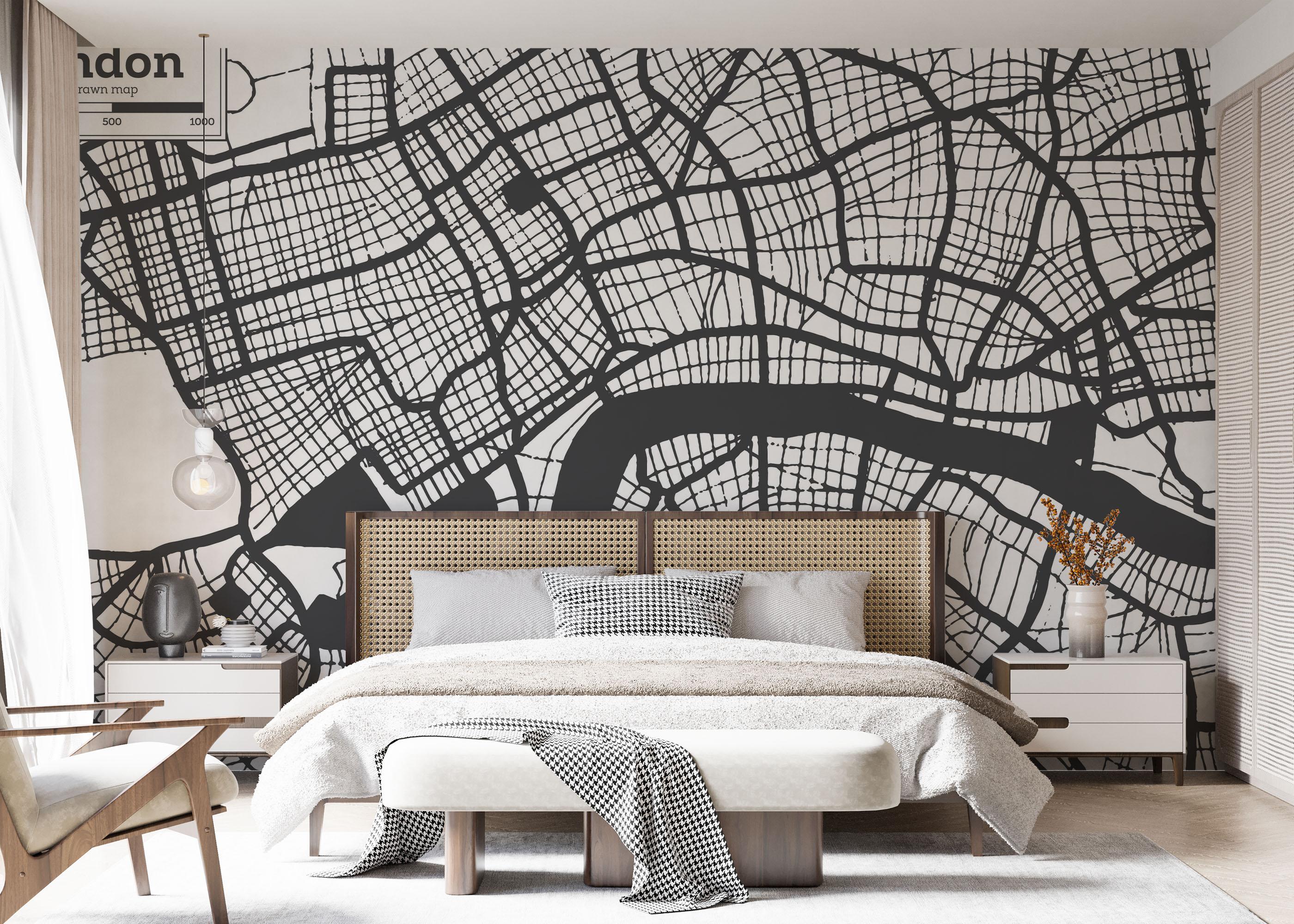 Fototapet London Line Map mockup 7