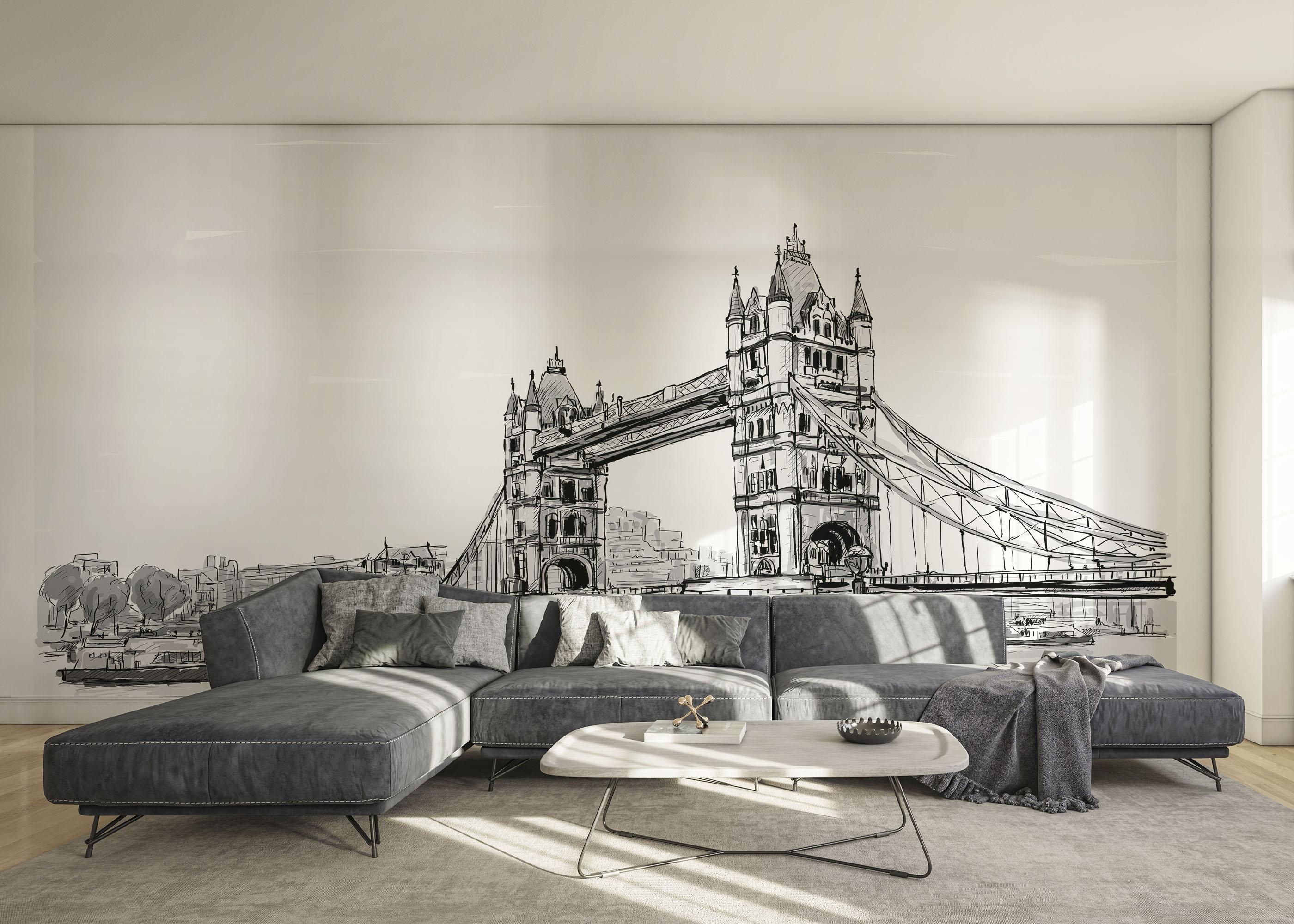 Fototapet Grey Bridge Sketch mockup 0