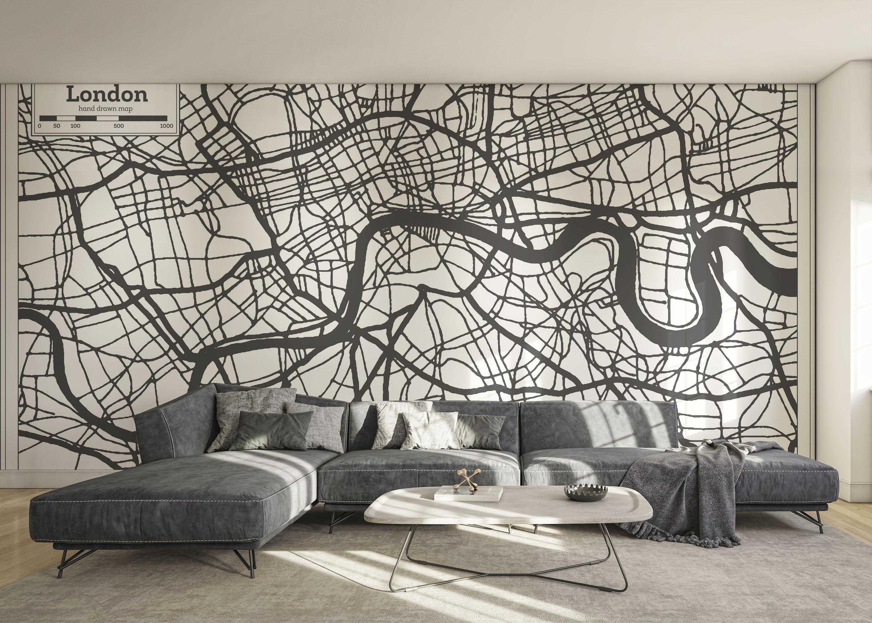 Fototapet Grey Map London mockup 0
