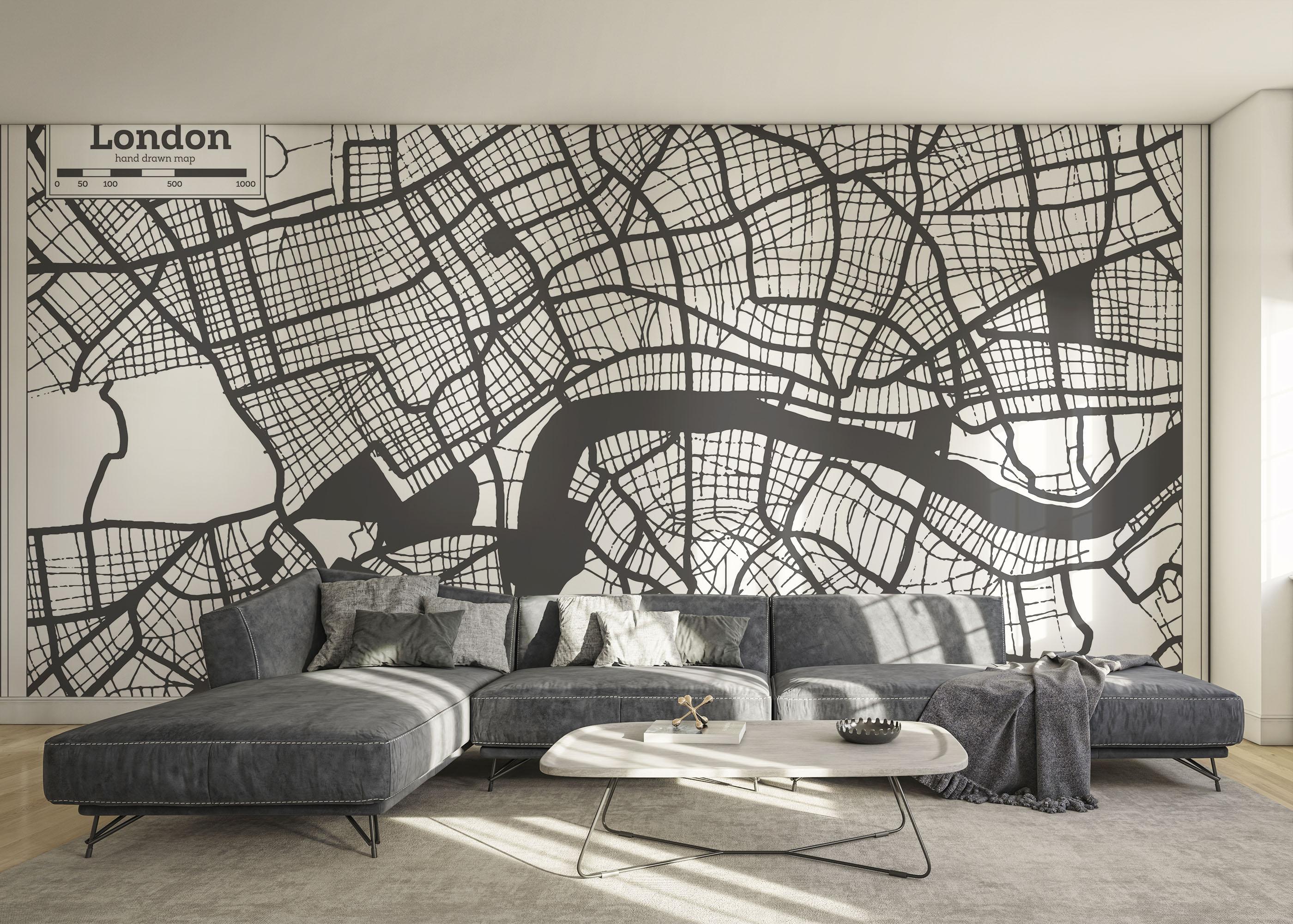 Fototapet London Line Map mockup 0