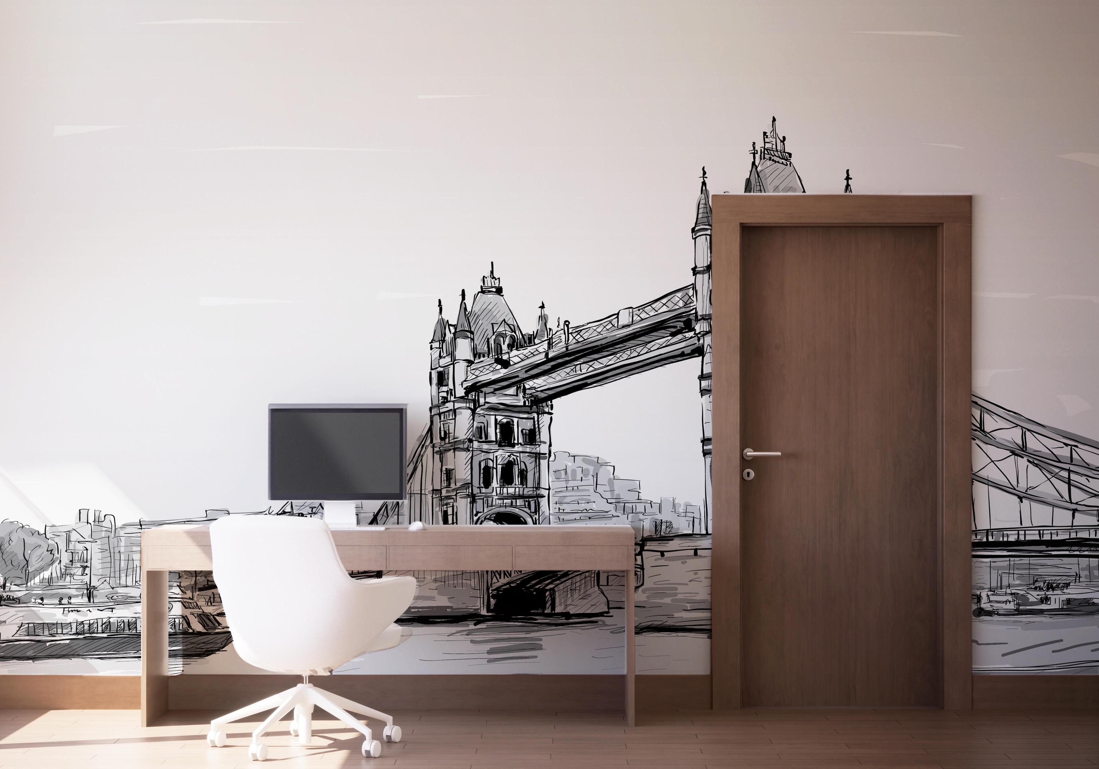 Fototapet Grey Bridge Sketch mockup 1