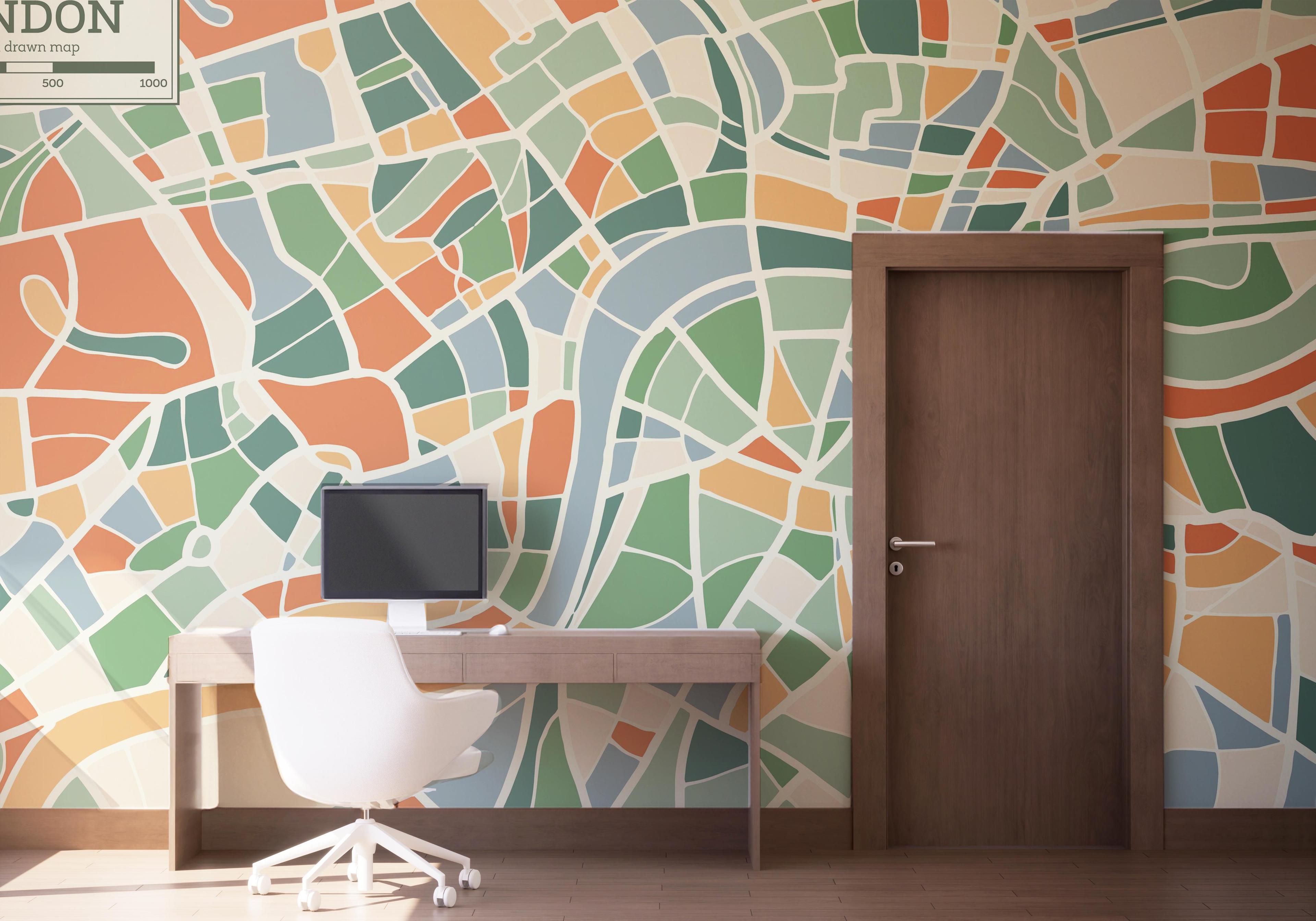 Fototapet London Colorful Map mockup 1