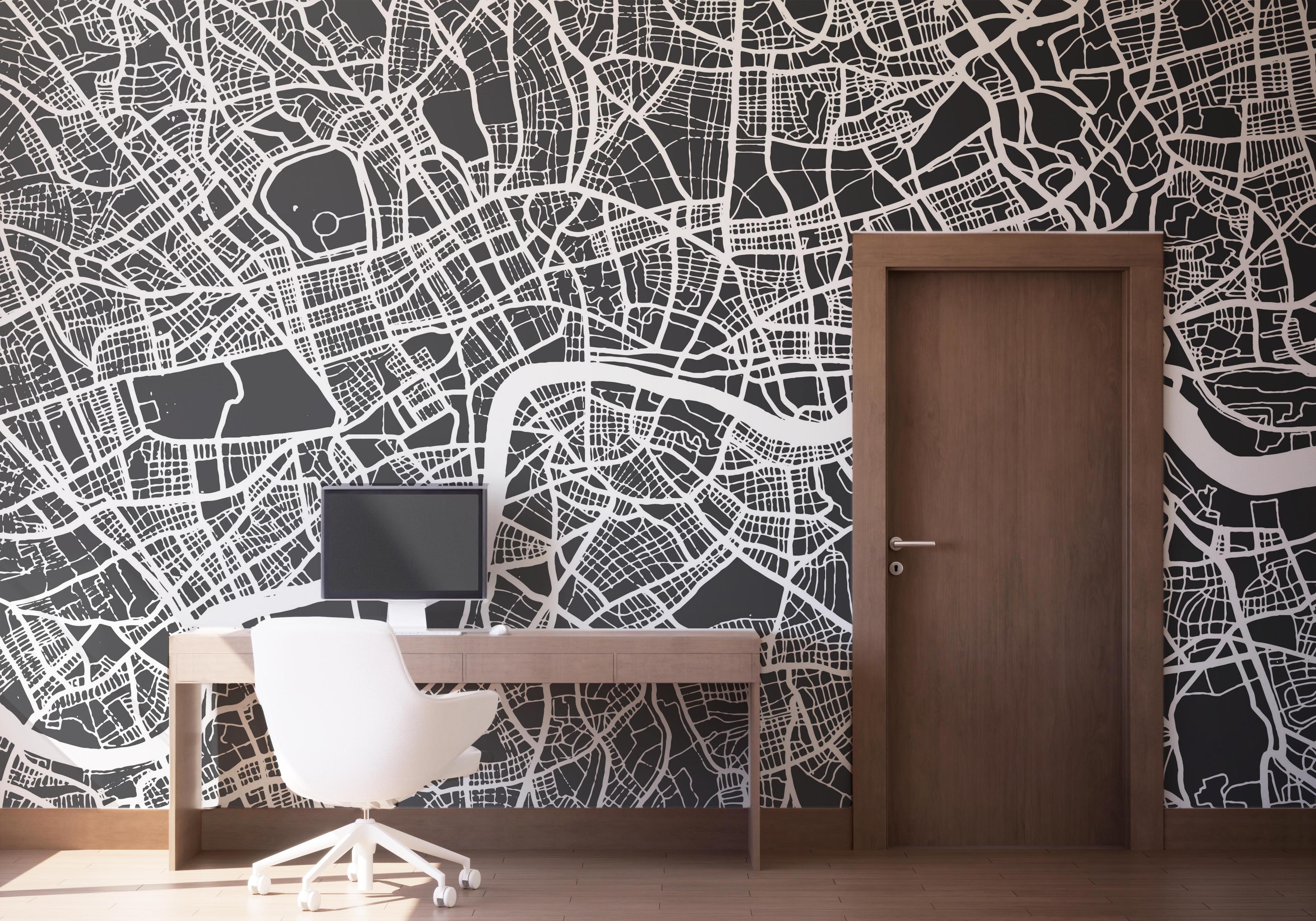 Fototapet London Grey Map mockup 1