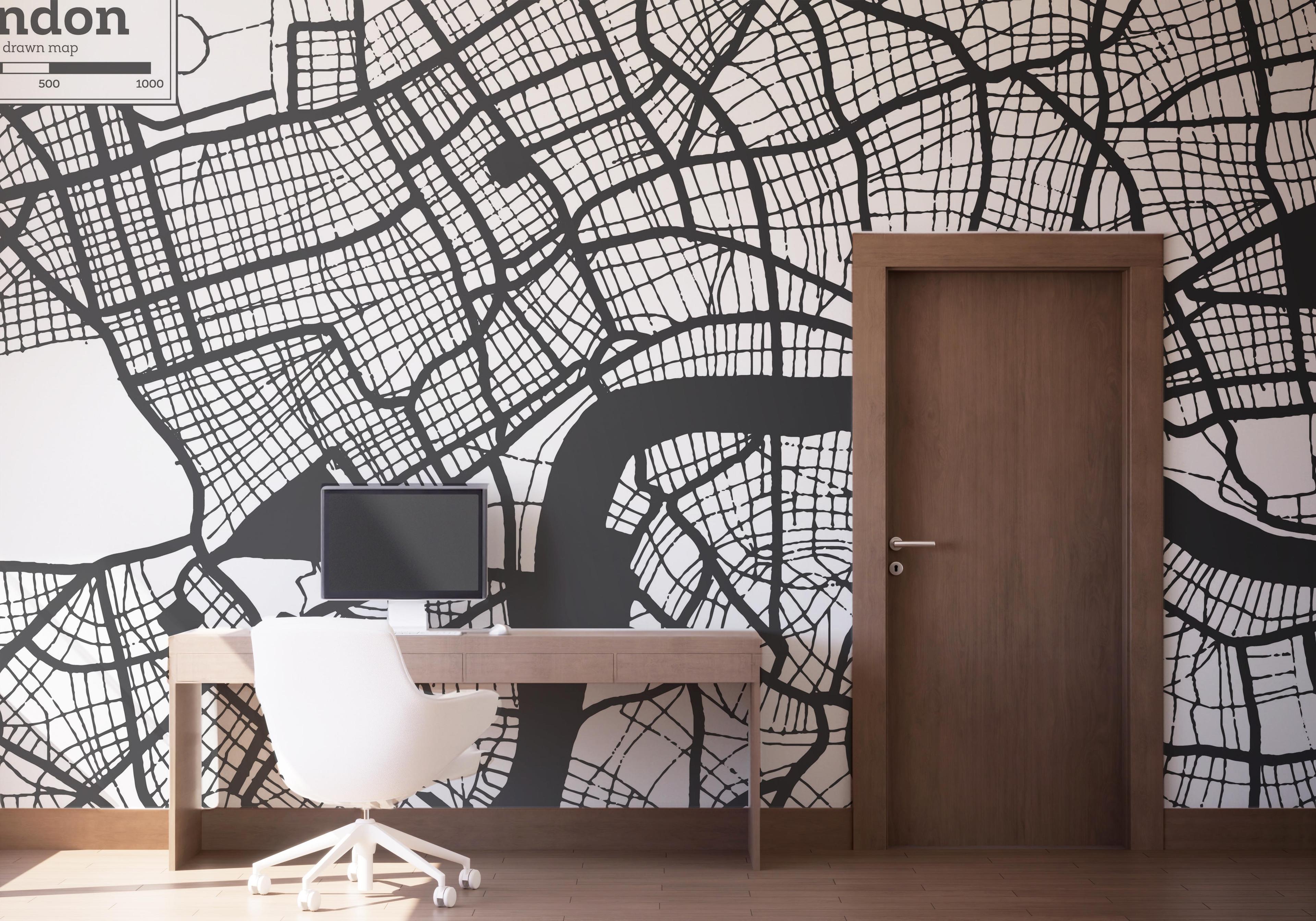 Fototapet London Line Map mockup 1