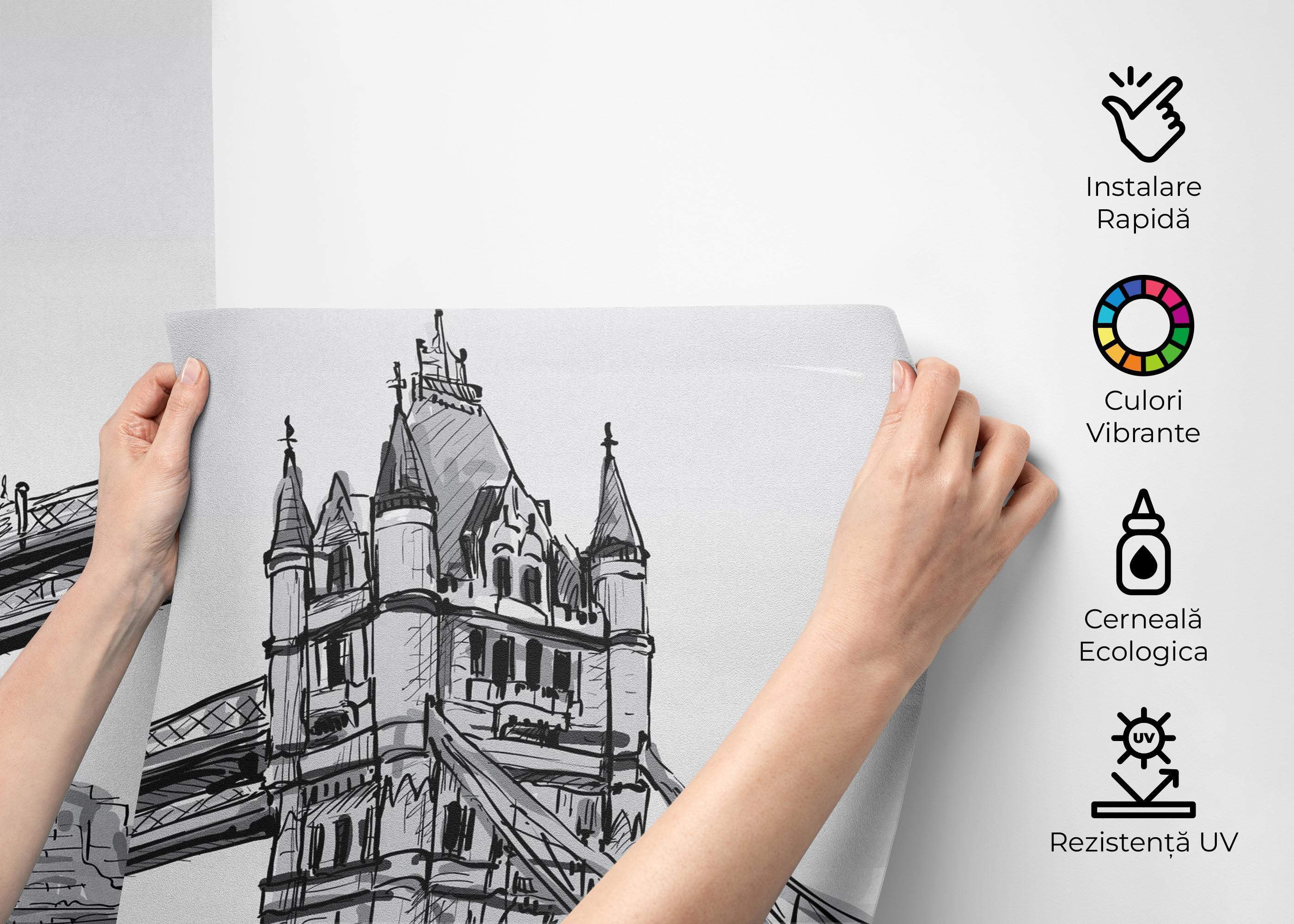 Fototapet Grey Bridge Sketch mockup 2