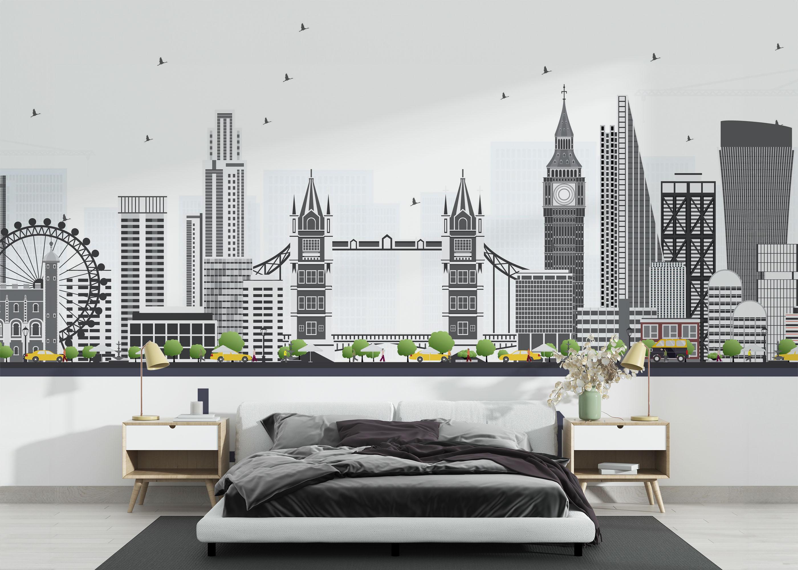 Fototapet Grey Building London mockup 3