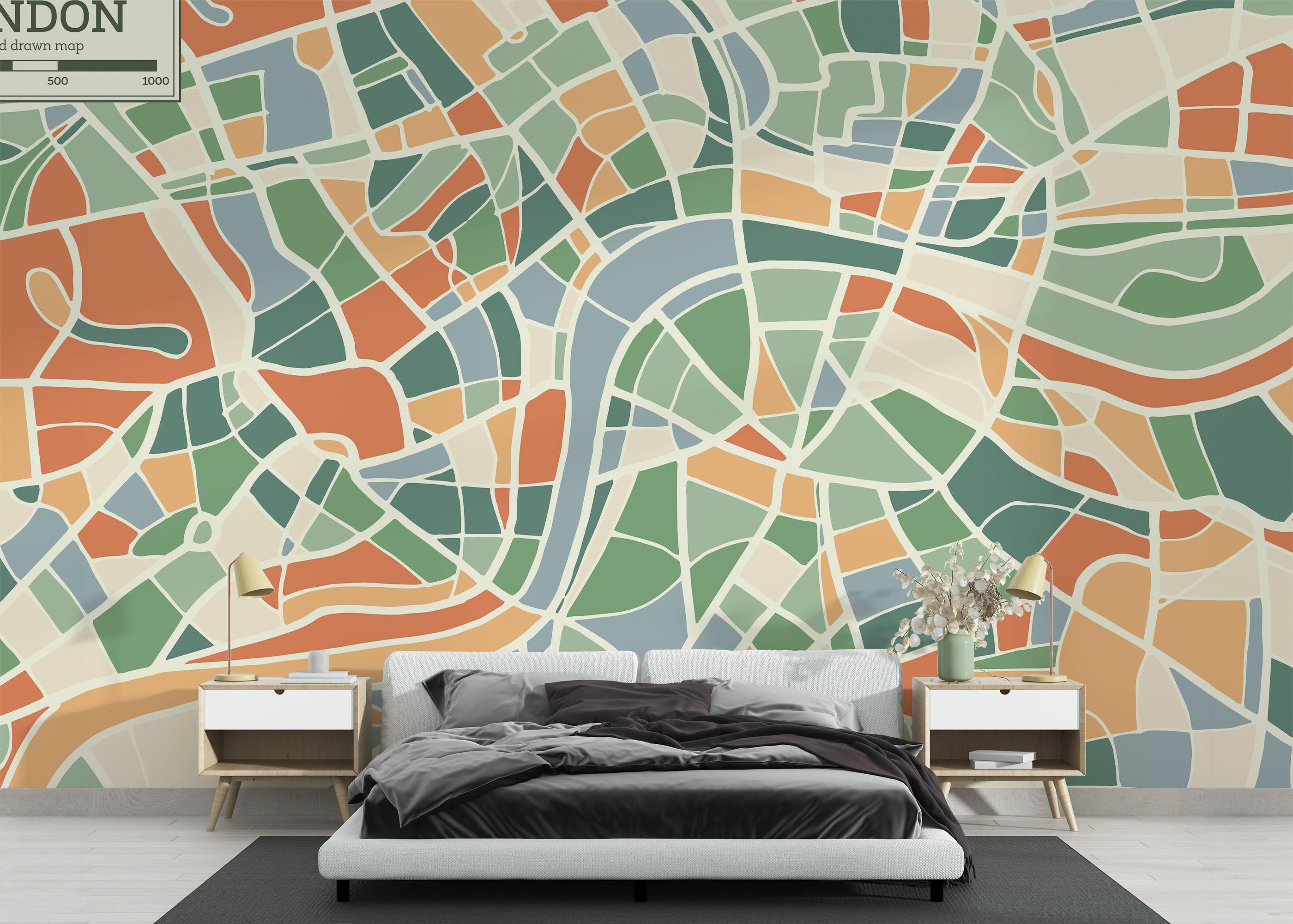 Fototapet London Colorful Map mockup 3