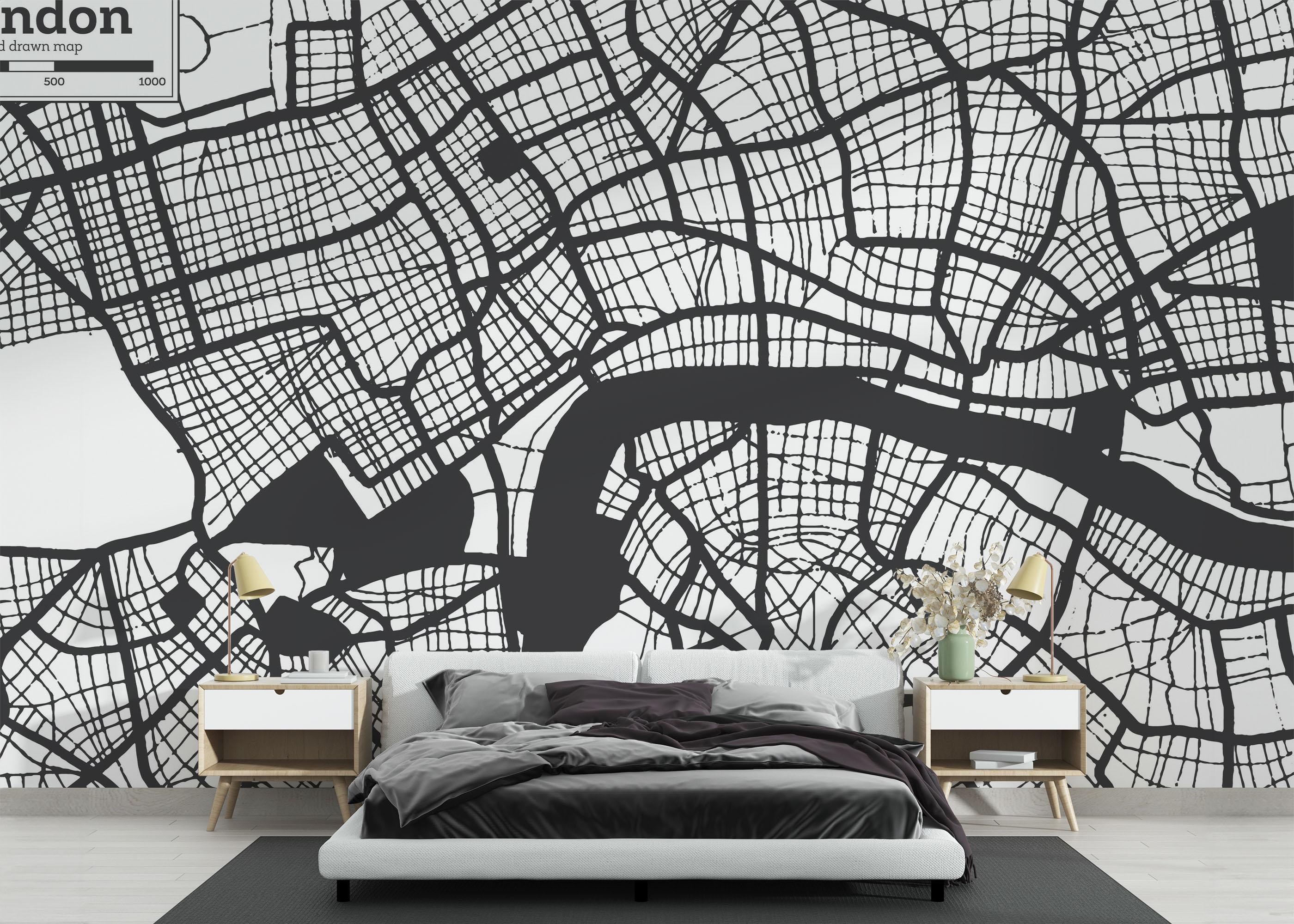 Fototapet London Line Map mockup 3