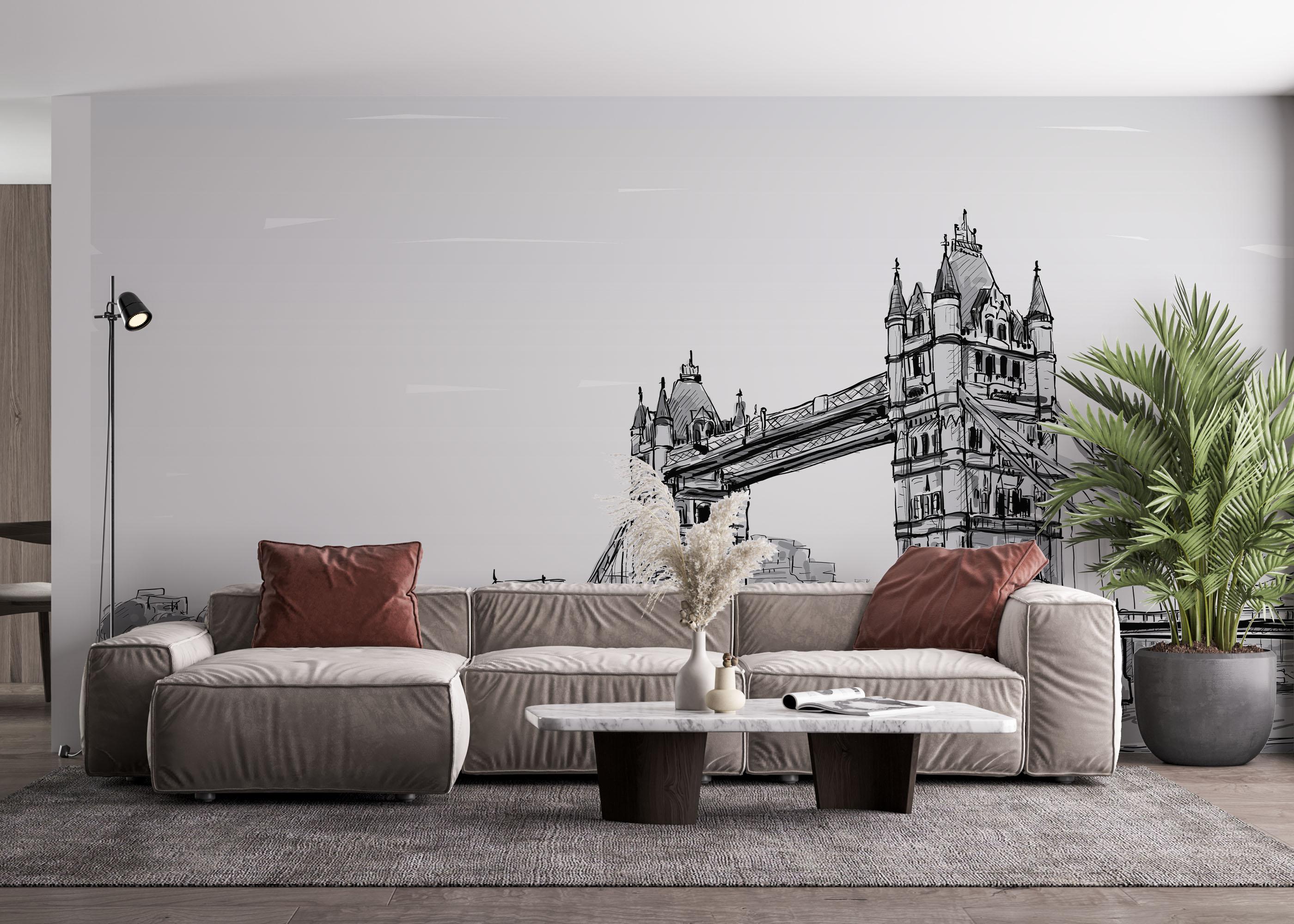 Fototapet Grey Bridge Sketch mockup 4