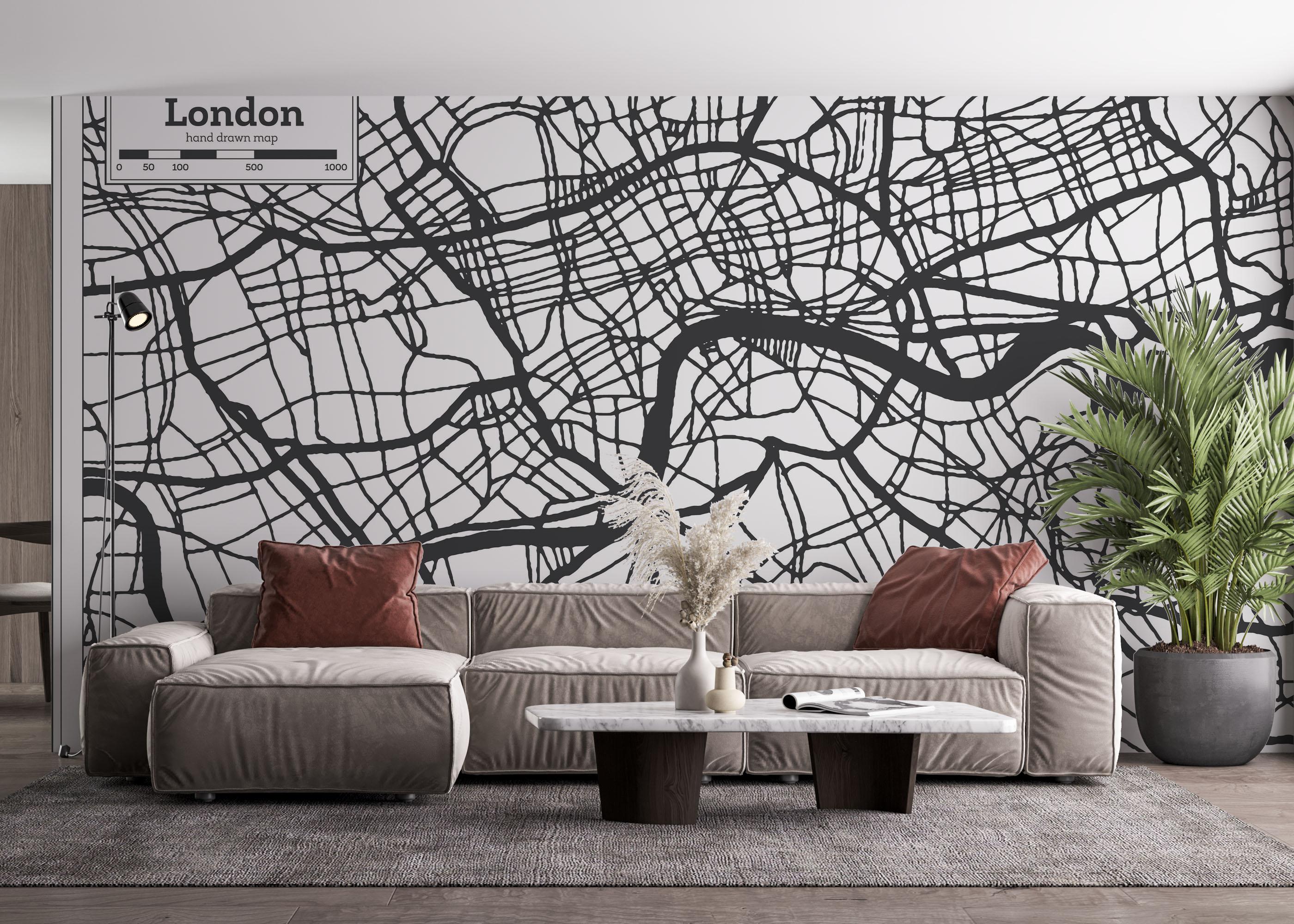 Fototapet Grey Map London mockup 4