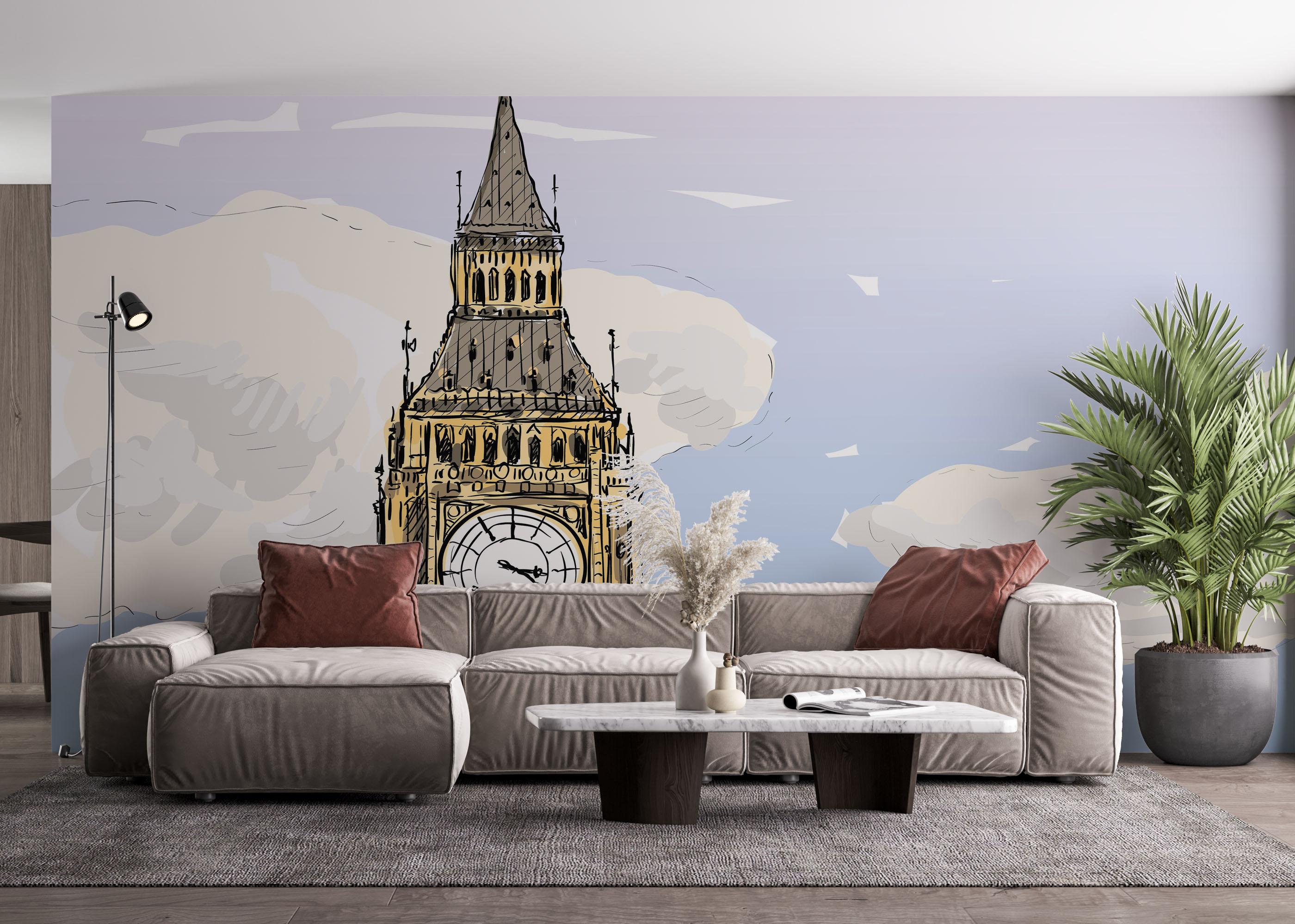 Fototapet London Clock Sketch mockup 4