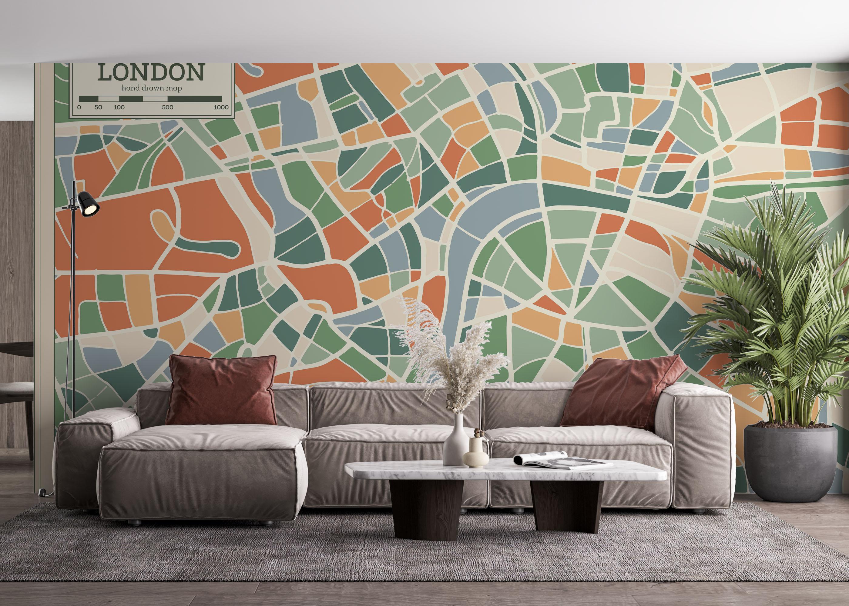 Fototapet London Colorful Map mockup 4
