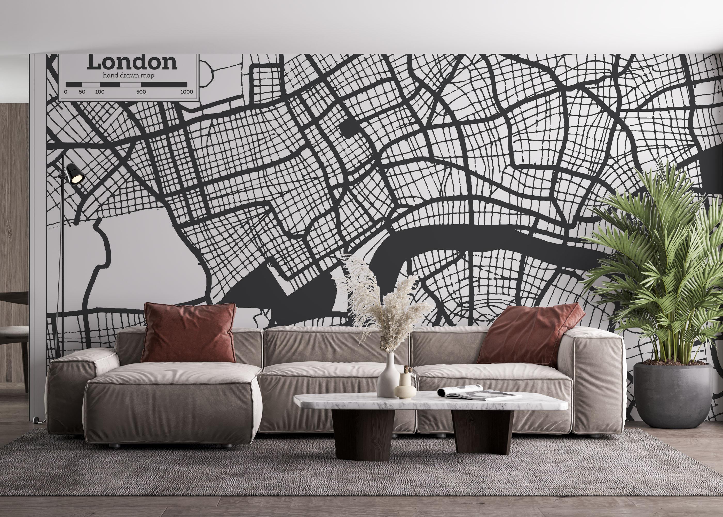 Fototapet London Line Map mockup 4