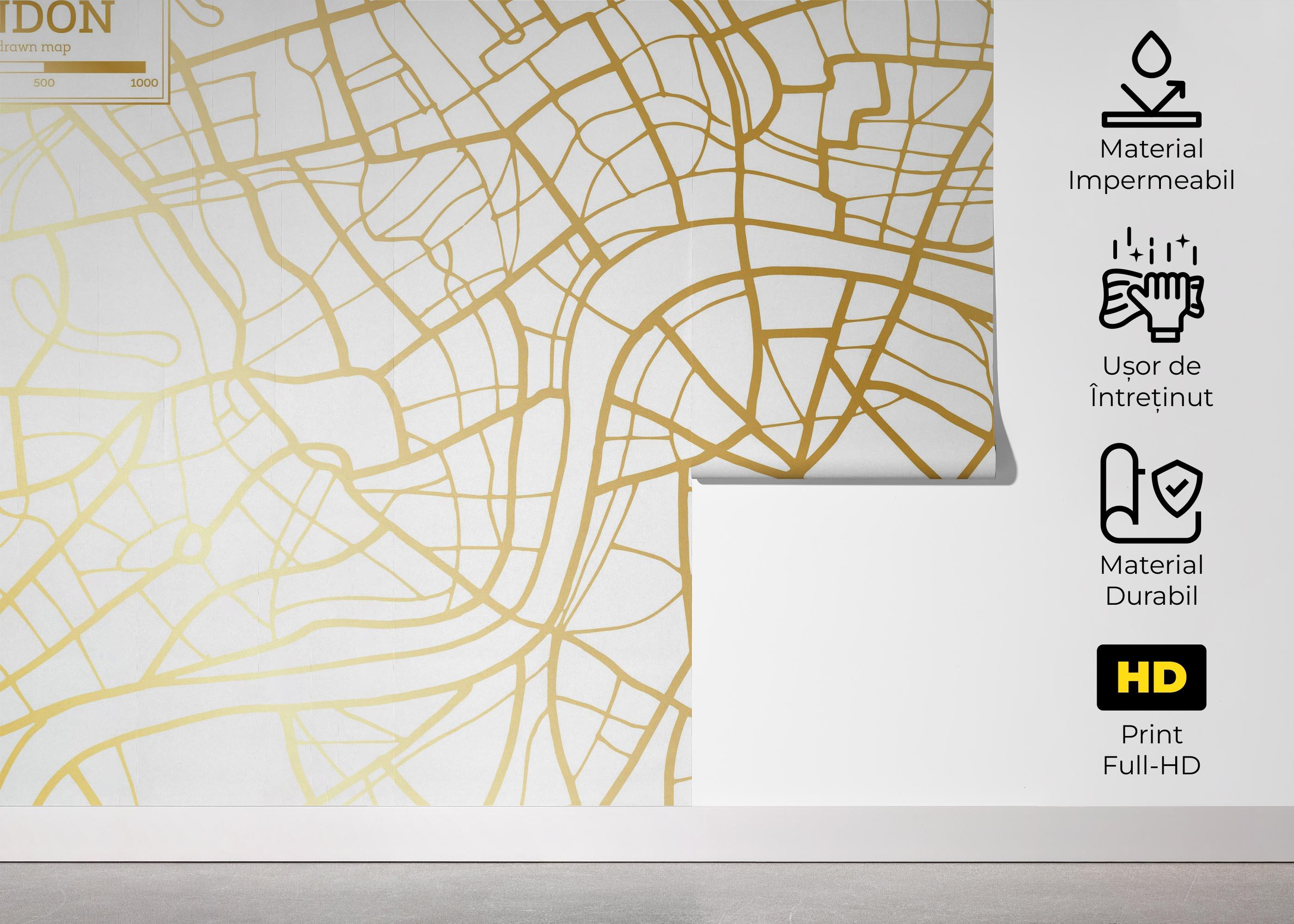 Fototapet Gold London Map mockup 5