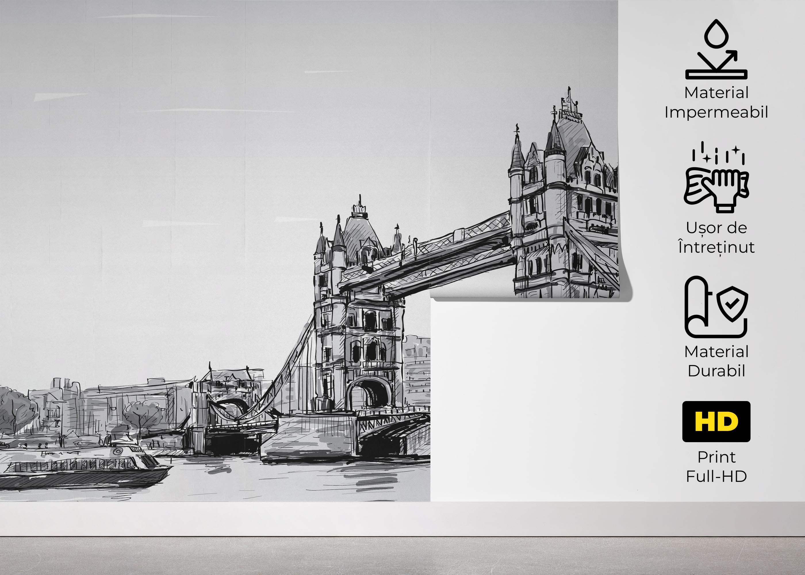 Fototapet Grey Bridge Sketch mockup 5