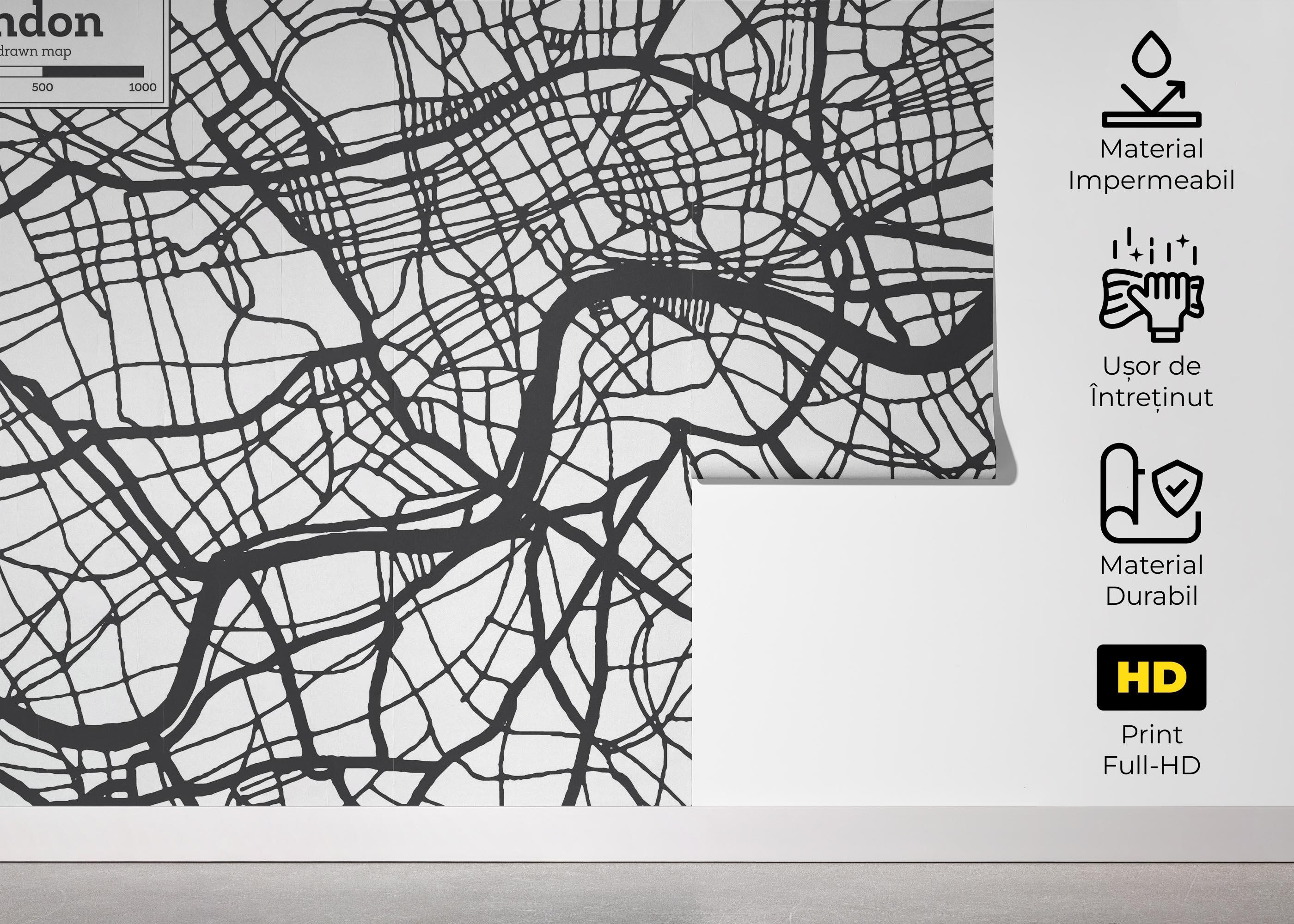 Fototapet Grey Map London mockup 5