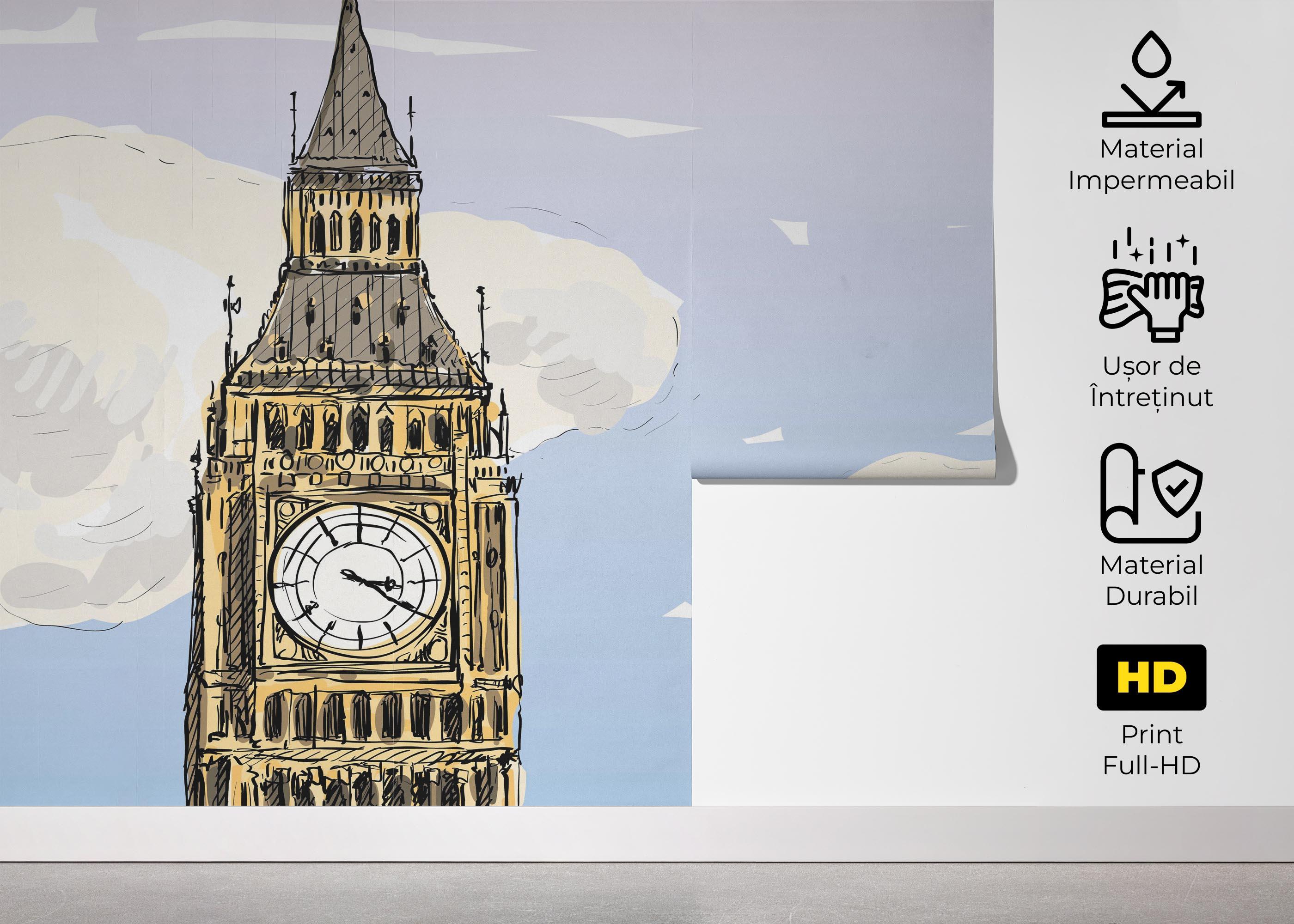 Fototapet London Clock Sketch mockup 5