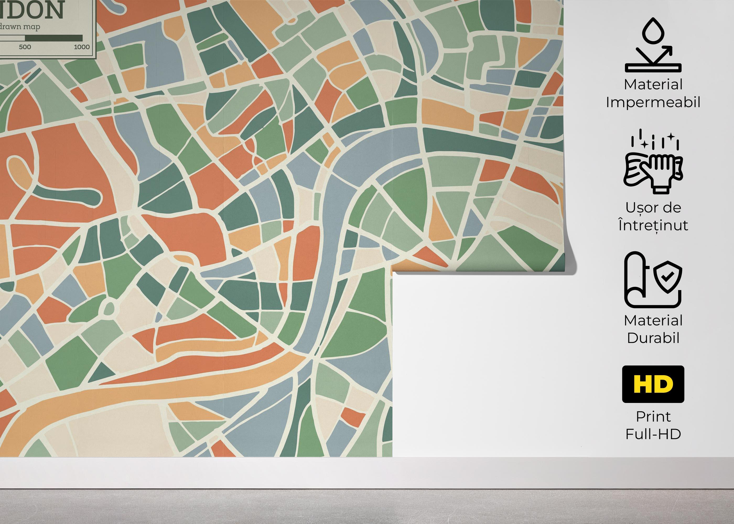 Fototapet London Colorful Map mockup 5