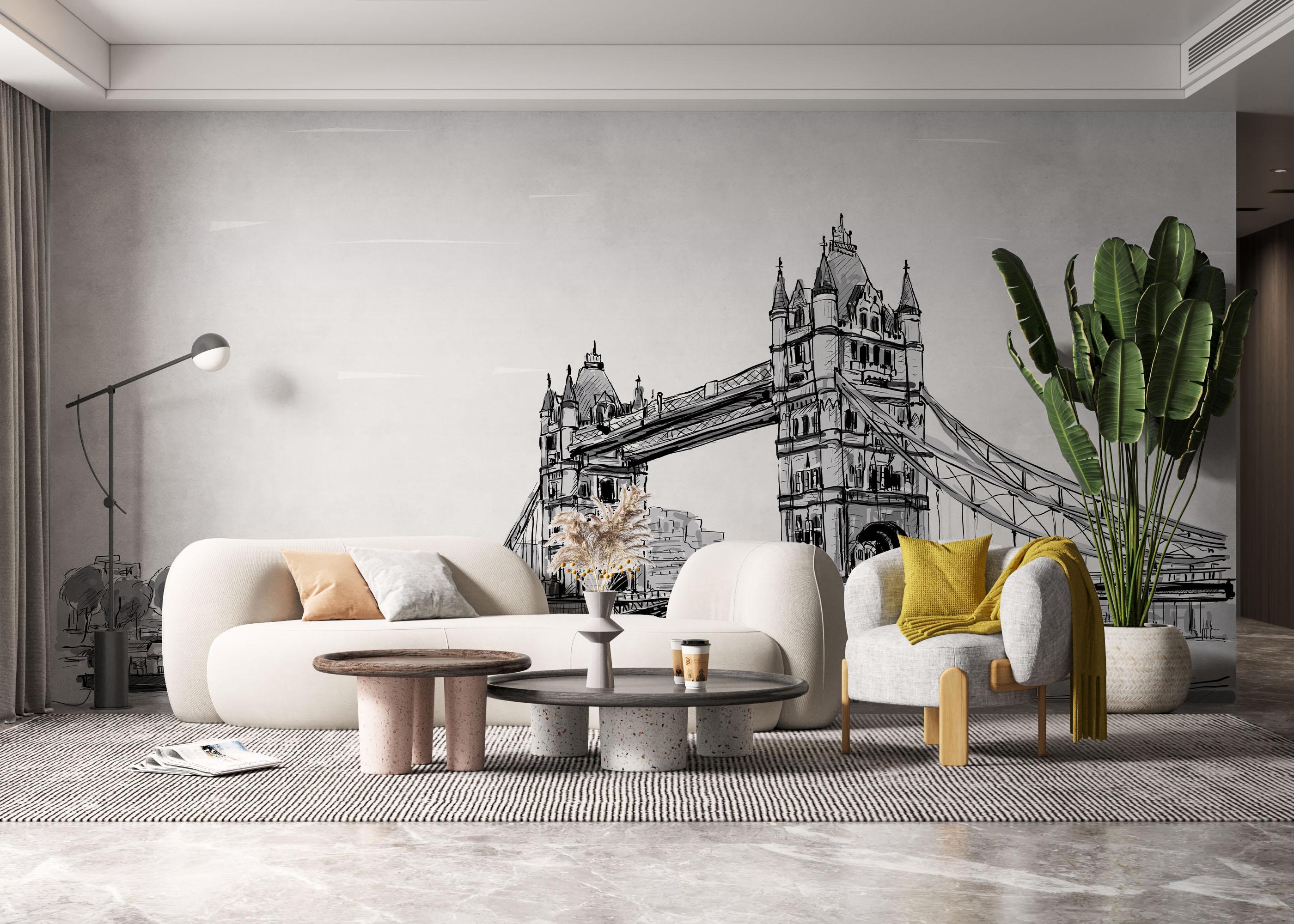 Fototapet Grey Bridge Sketch mockup 6