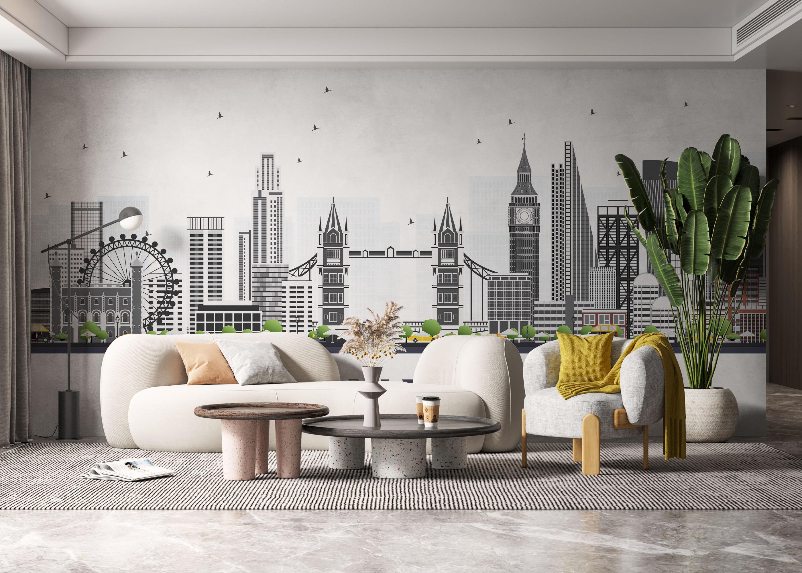 Fototapet Grey Building London mockup 6