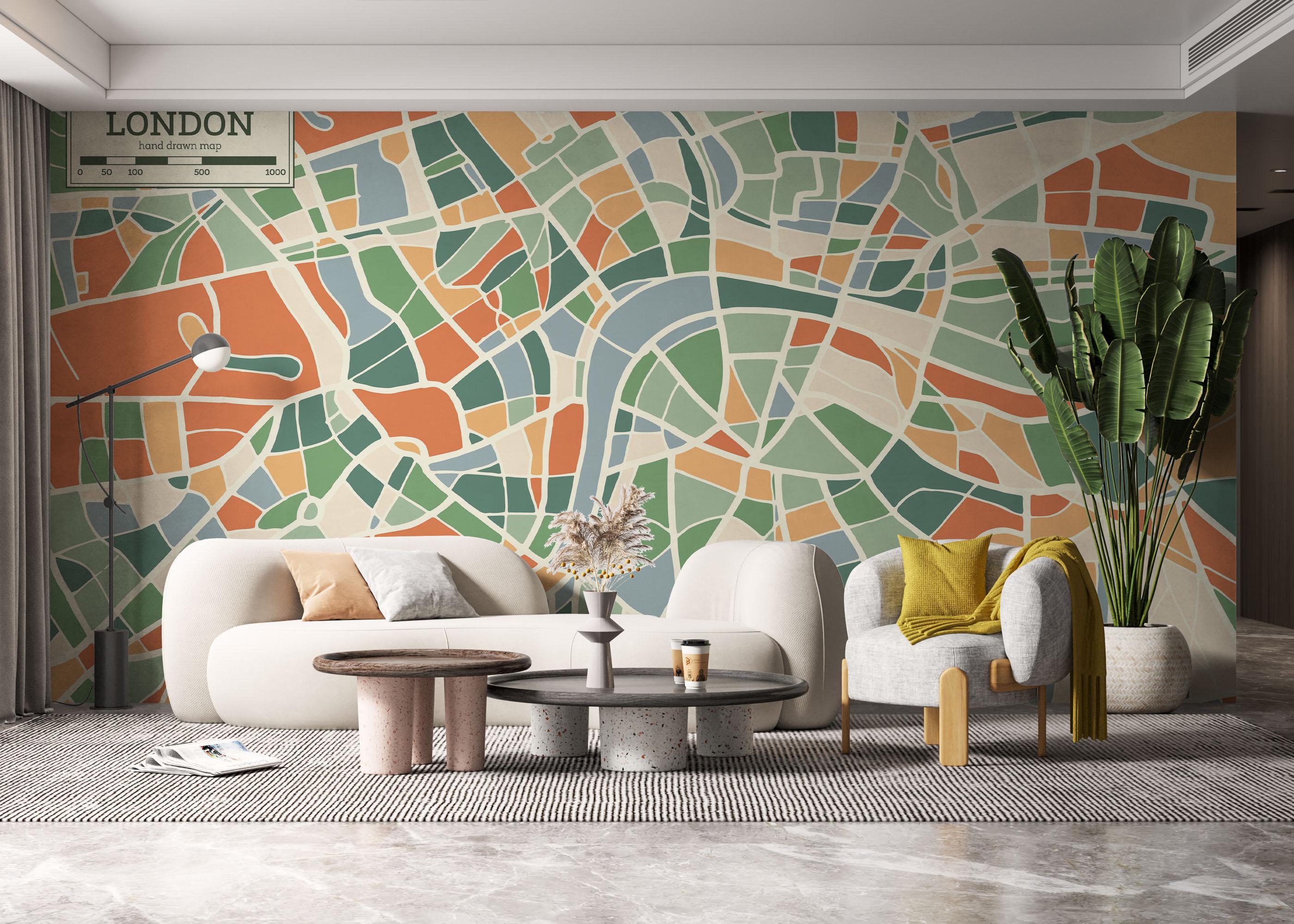 Fototapet London Colorful Map mockup 6