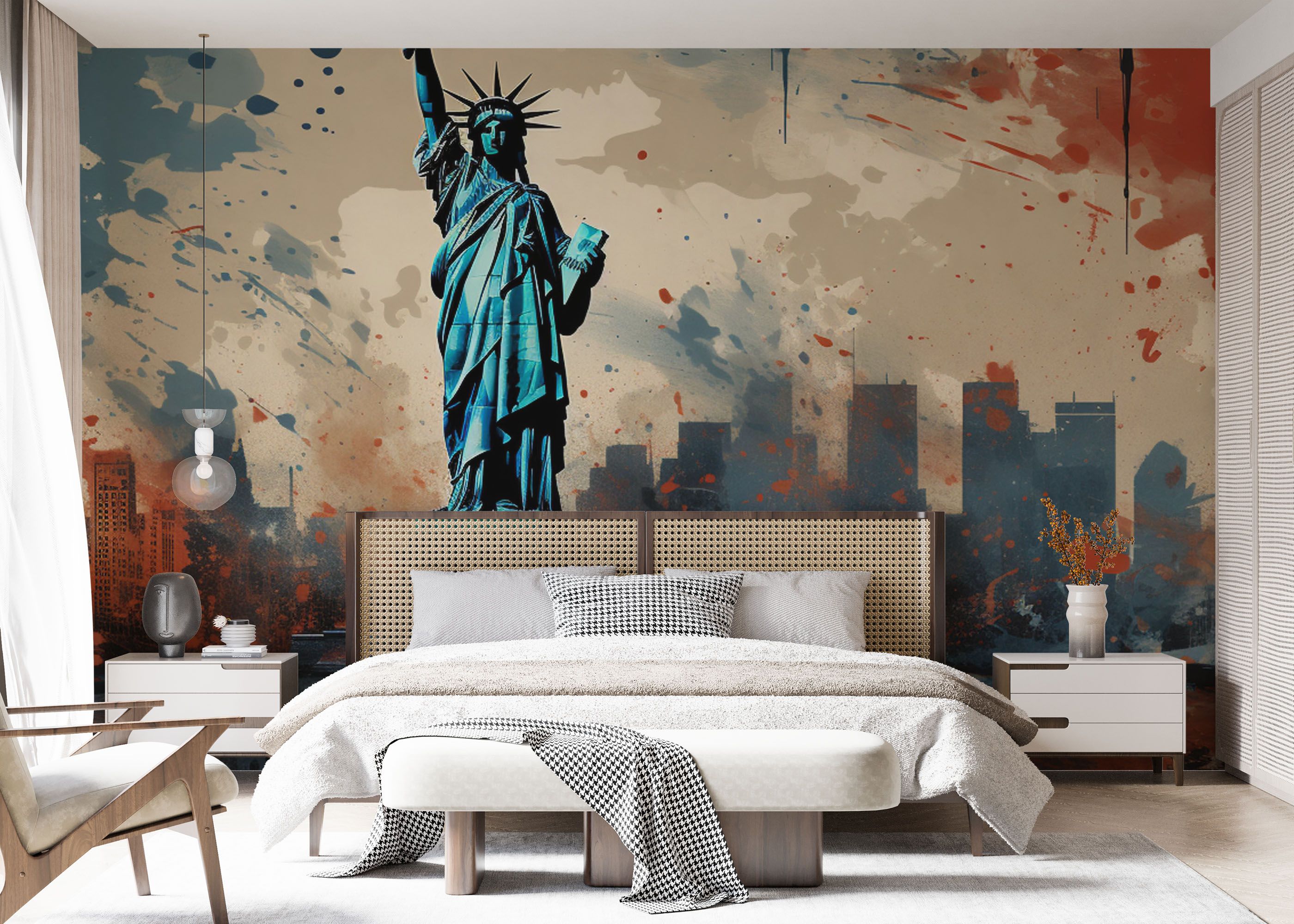 Blue Red Liberty Statue mockup 7