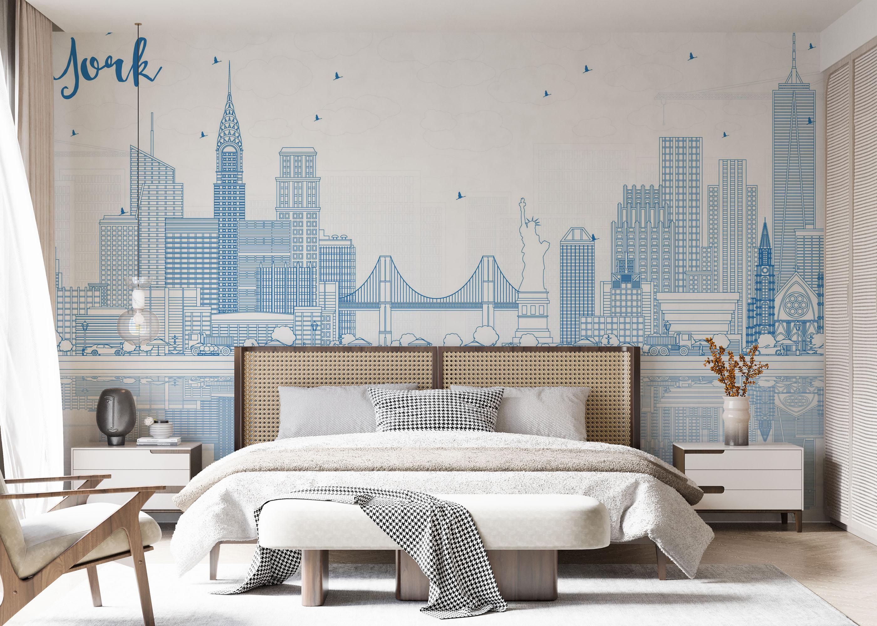 Fototapet New York Blue Line mockup 7