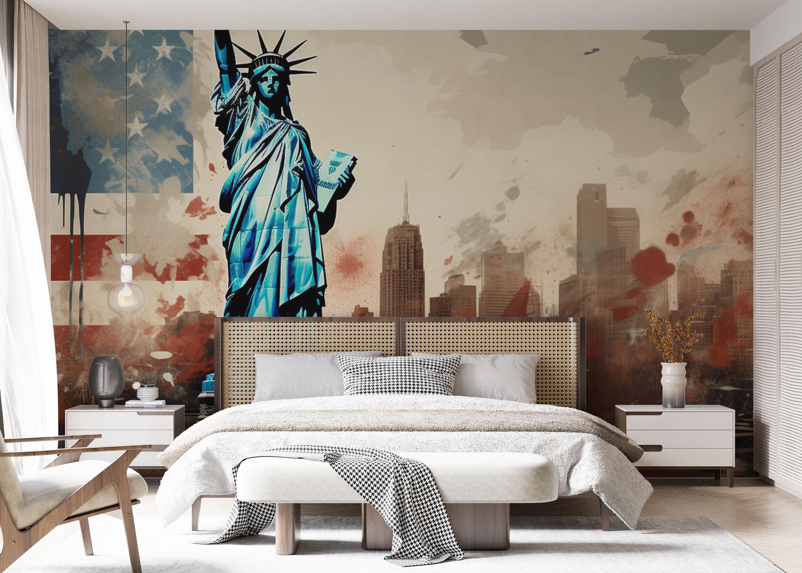 Fototapet United States Statue mockup 7