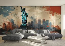 Blue Red Liberty Statue mockup 0